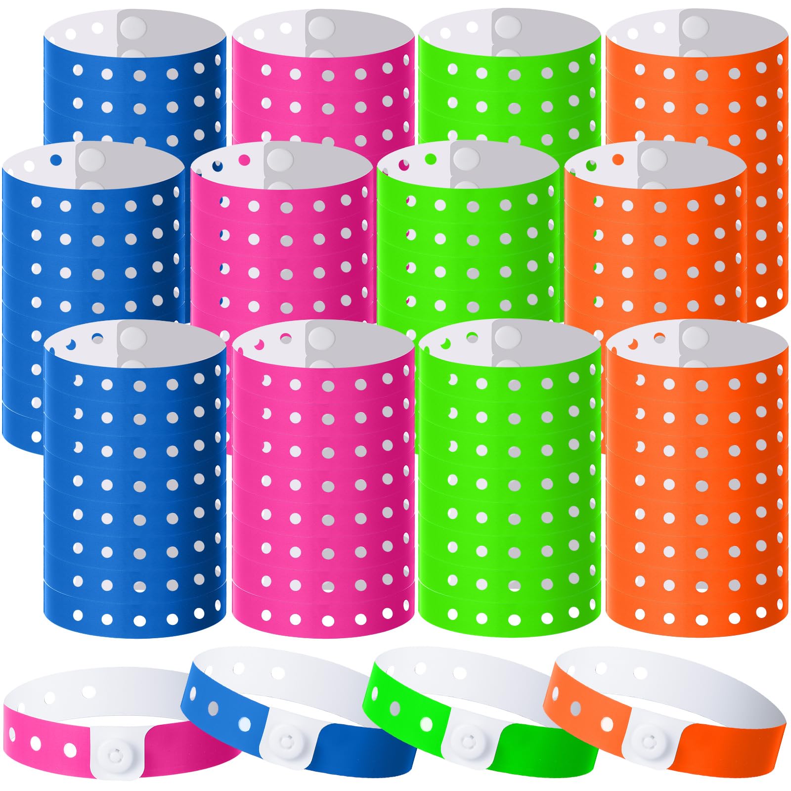 80 Pcs Neon Plastic Wristbands - Snap Closure Event Bracelets For Parties & Concerts