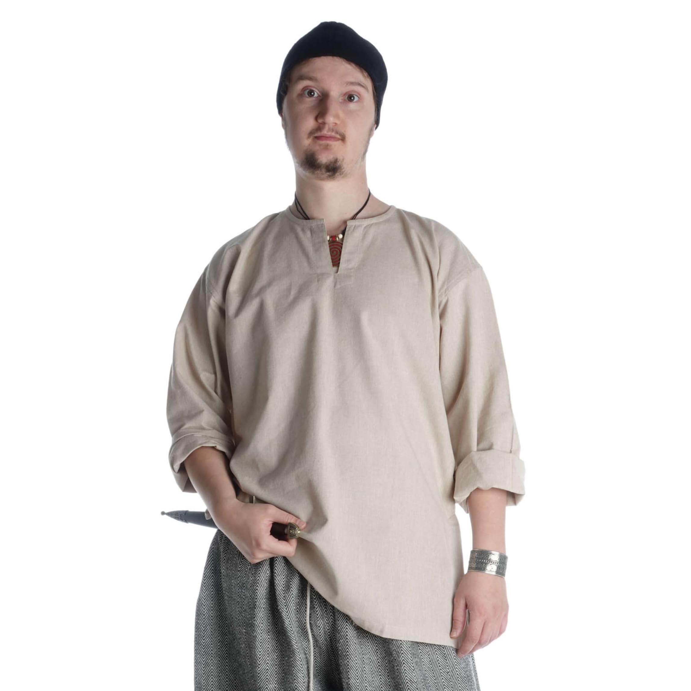 HEMAD Men's Medieval Tunic – Pure Cotton – XXL/XXXL Offwhite