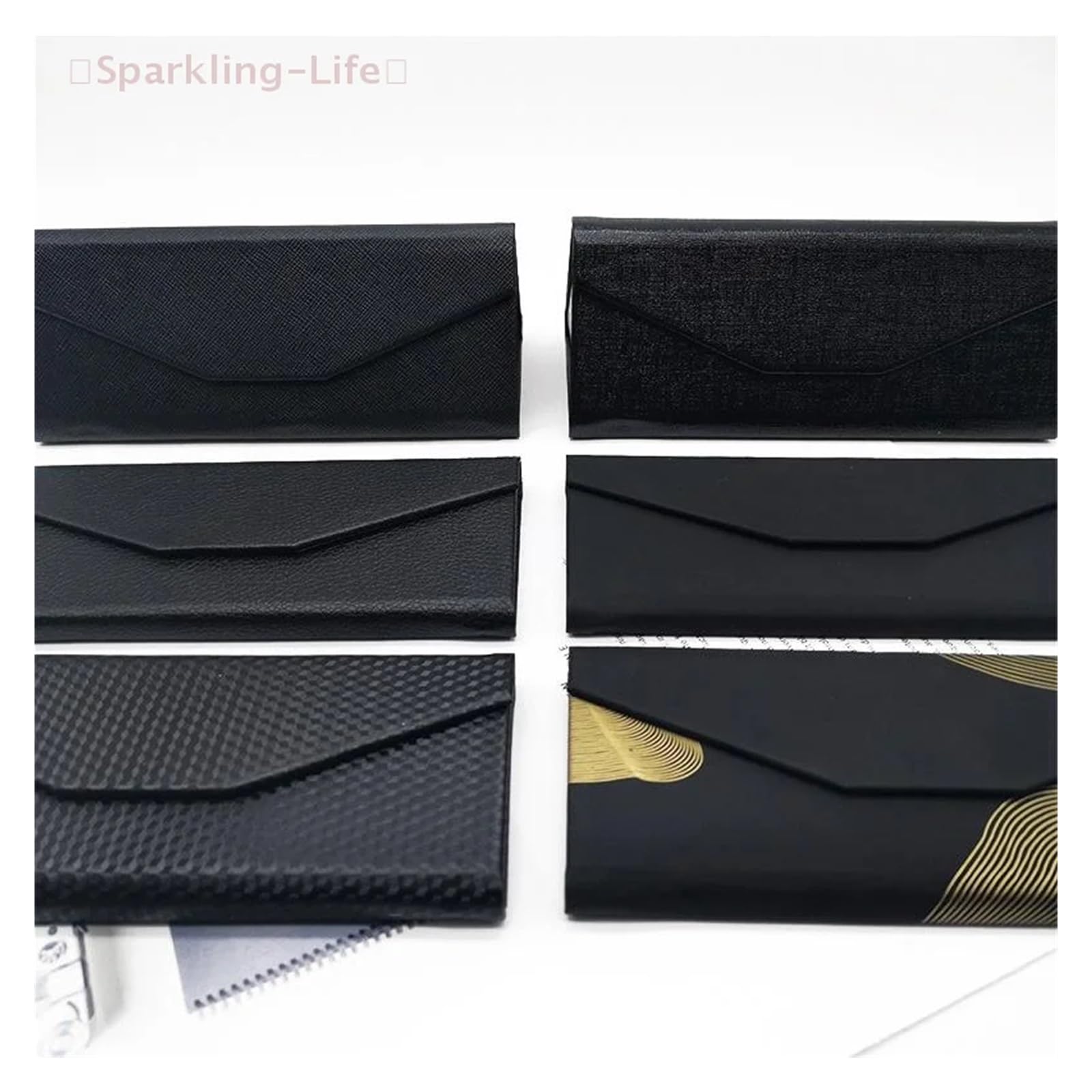 Triángulo Plegable Funda de Gafas 1 caja triangular for gafas, impermeable, portátil, negra, plegable, for de sol, accesorios for manualidades