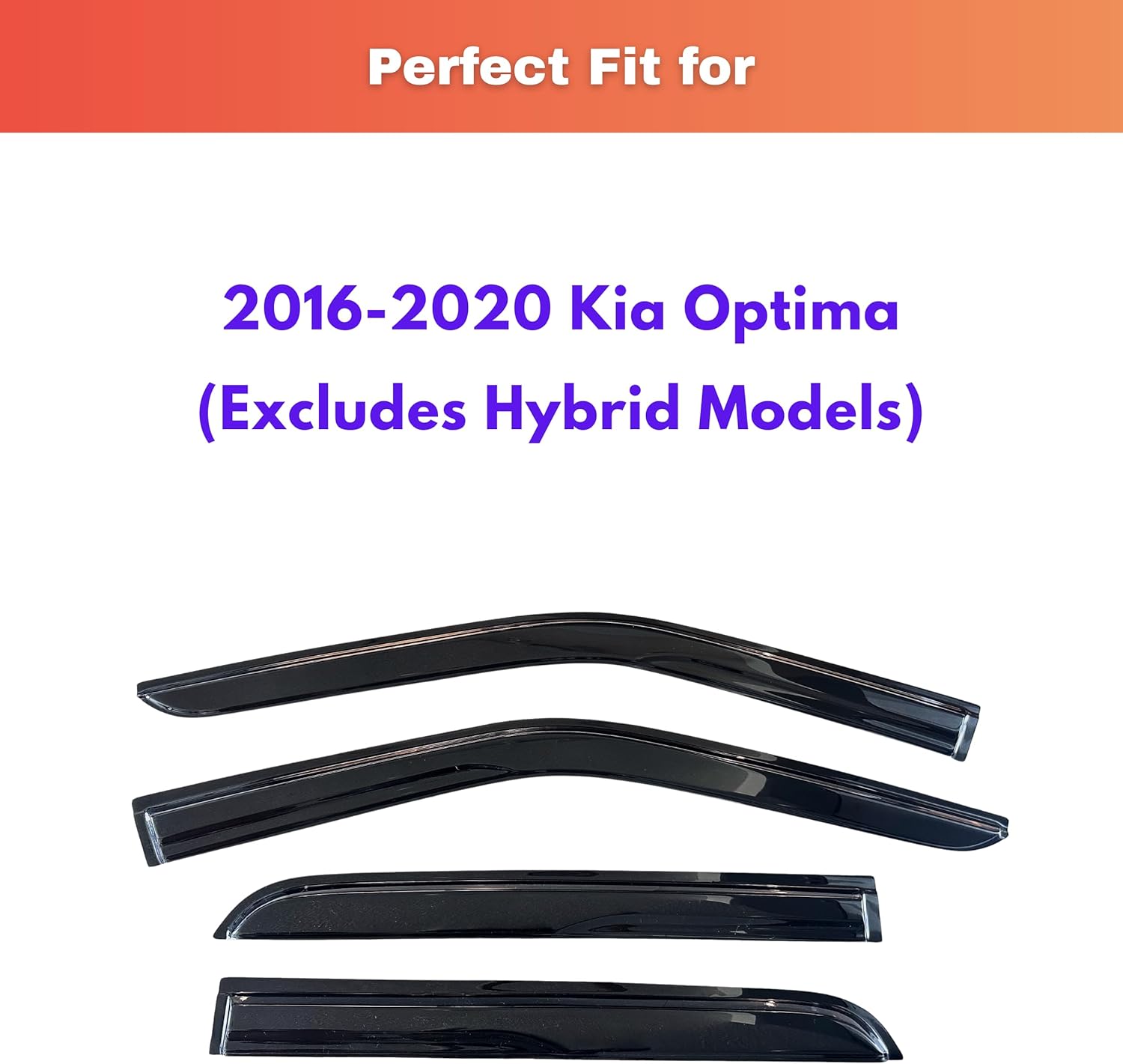 KPY Rain Guards Fit for 2016-2020 Kia Optima, Out-Channel Window Visors Vent Wind Deflectors 4PC, Car Accessories for 16-20 Optima (Excludes Hybrid Models)