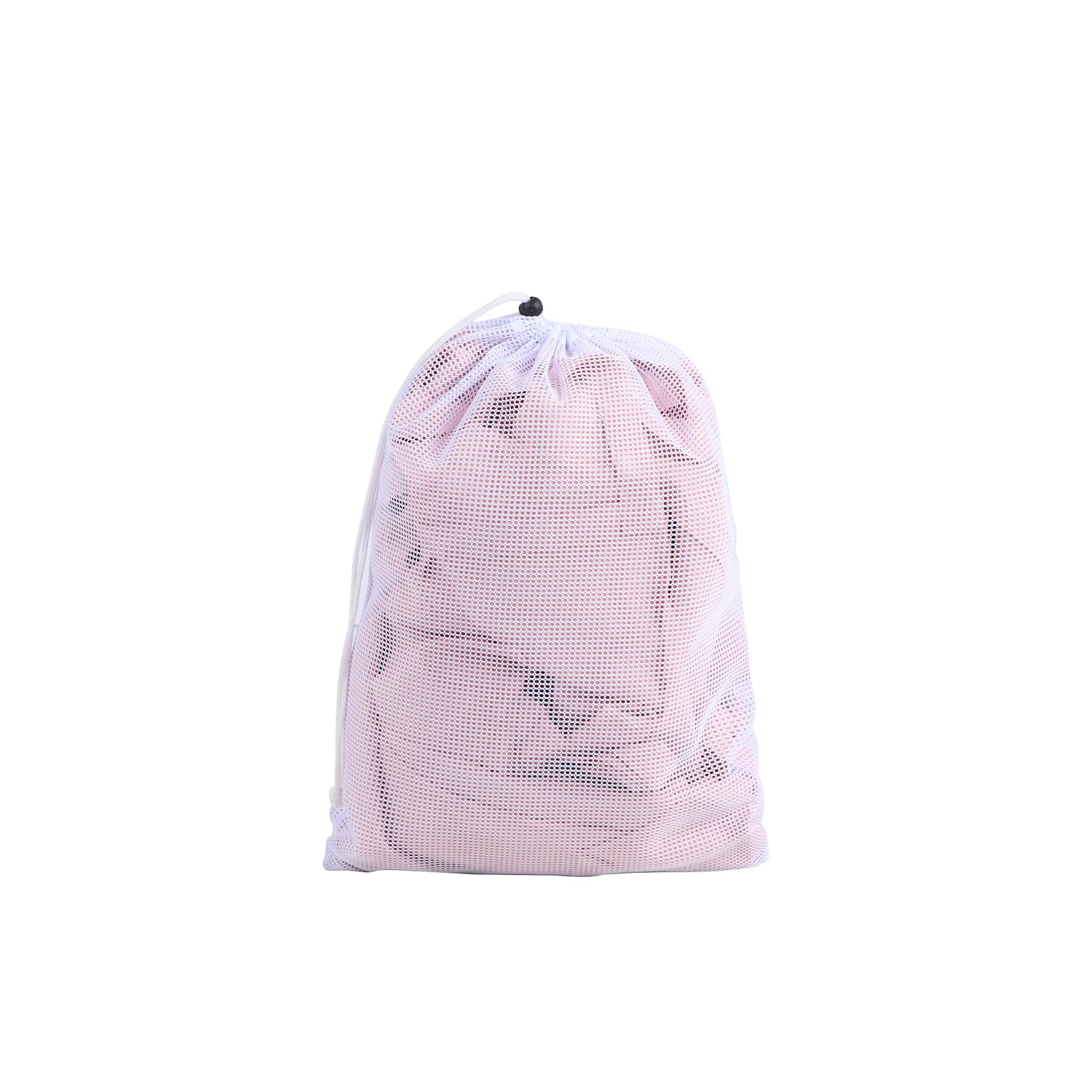 MIKIWELL Heavy Duty Large Mesh - Laundry Bag with Drawstring Closure and ID Tag, Durable Laundry Bag with Diamond Mesh - White (Small)