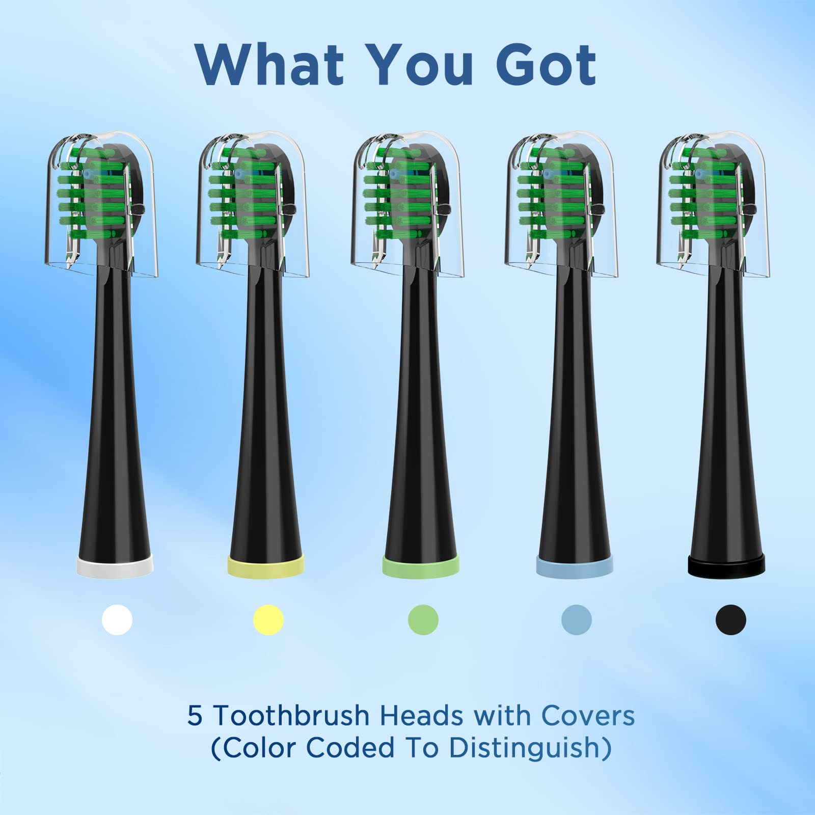 Cabezales de repuesto para todos los modelos Waterpik Sonic Fusion, 5 unidades | Cabezales de cepillo de dientes de repuesto compactos con cubiertas para Waterpik SF-01, SF-02, SF-03 y SF-04 Series