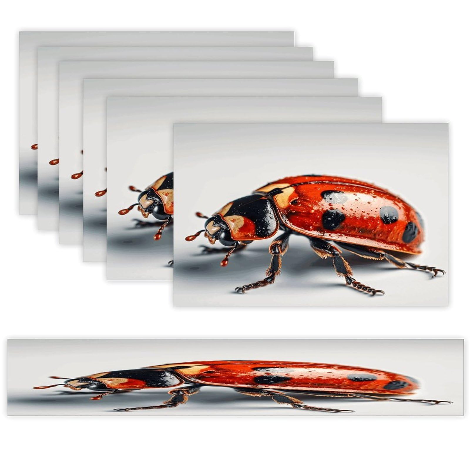 Ladybug on White Background Table Runner and Placemats Set of 6 Heat Resistant Table Runner Place Mats Modern Cloth Table Mat Washable Linen Placemat Festive Reusable Set