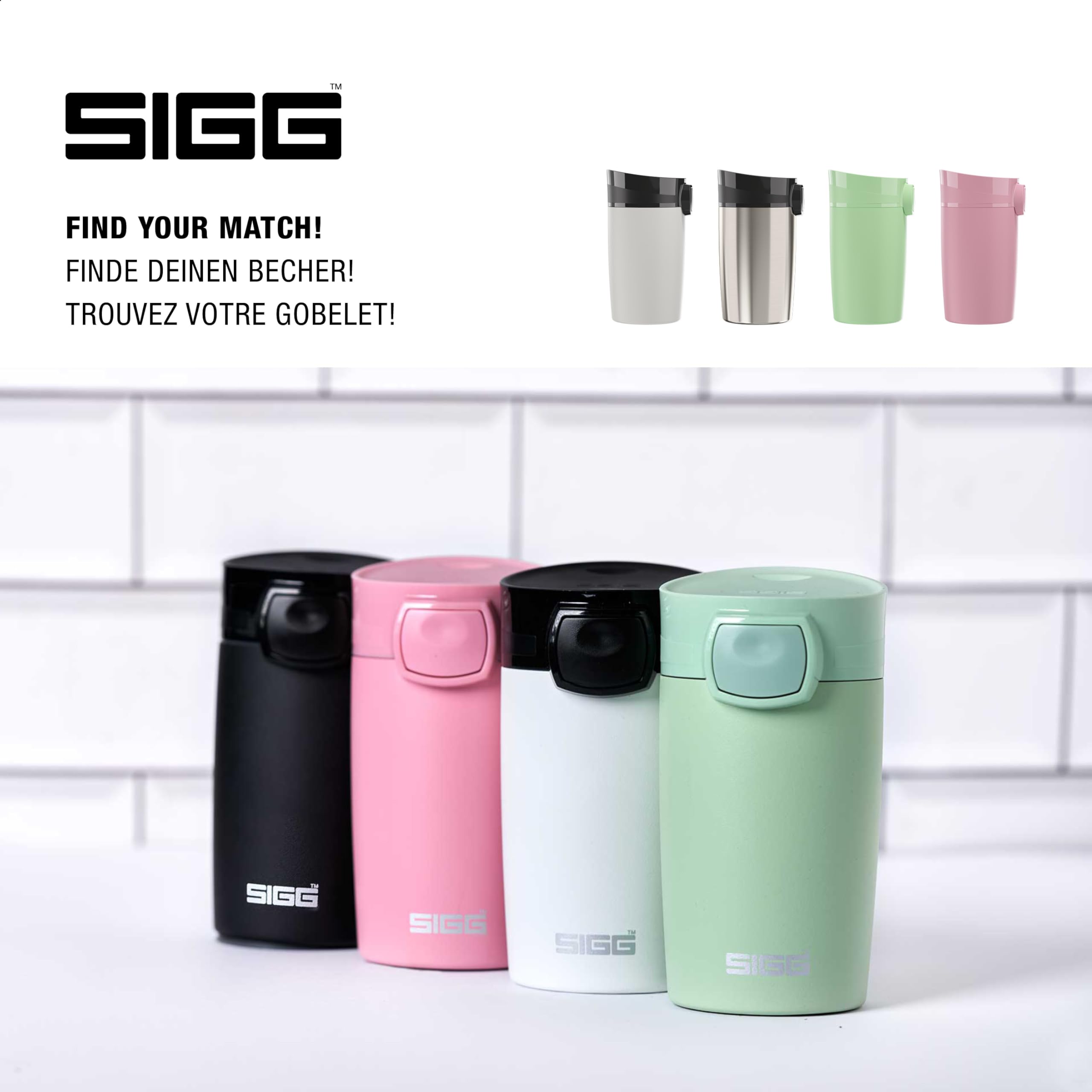 Sigg Taza térmica Miracle (0,27 l/0,47 L), sin sustancias nocivas y aislada, taza de café para llevar de acero inoxidable
