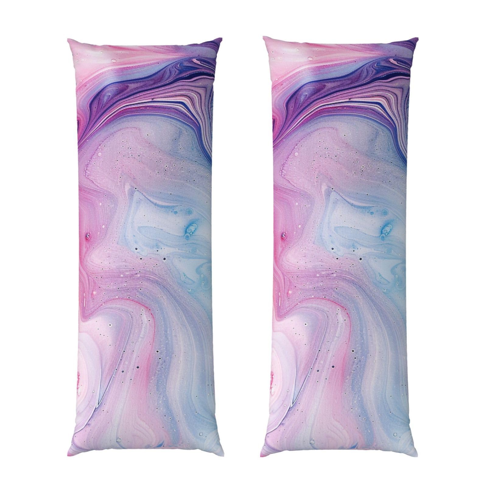 Body Pillow Cover 20x54 Inch, Colorful Marble Pastel Pink Blue Purple Print Long Lumbar Pillow Case with Zipper Long Body Pillowcase Decorative for Bed Sofa Bedroom