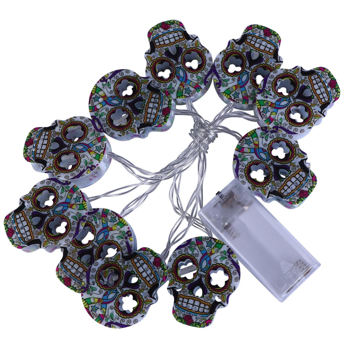 DOITOOL Skull String Lights, Halloween String Light, Skull Night Light, Battery Fairy Lights for Halloween Decoration Indoor Outdoor Garden Party Decor (10LEDs, 1.5M)