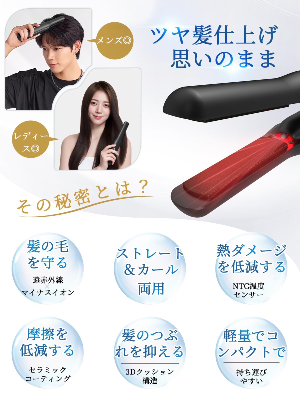 Amazon | Kiboer ヘアアイロン コードレマイナスイオン 18mmプレート 3