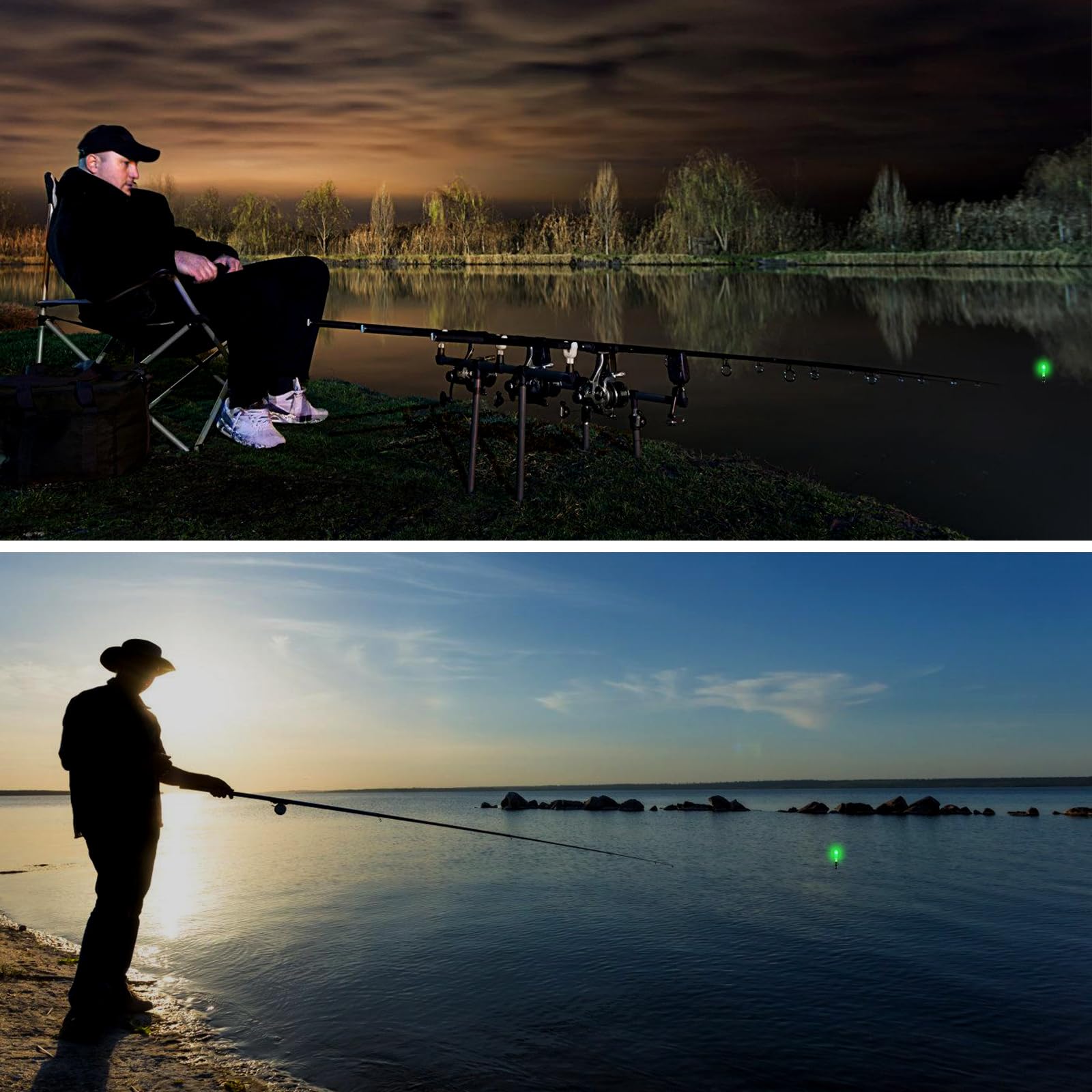 Bordeag 8 Pezzi di Galleggianti Led per Pesca, Luci per Canne da Pesca Notturna, Galleggianti Led per Pesca, Caricabatterie per Galleggianti da Pesca, Luci Led per Pesca Notturna, Galleggianti per