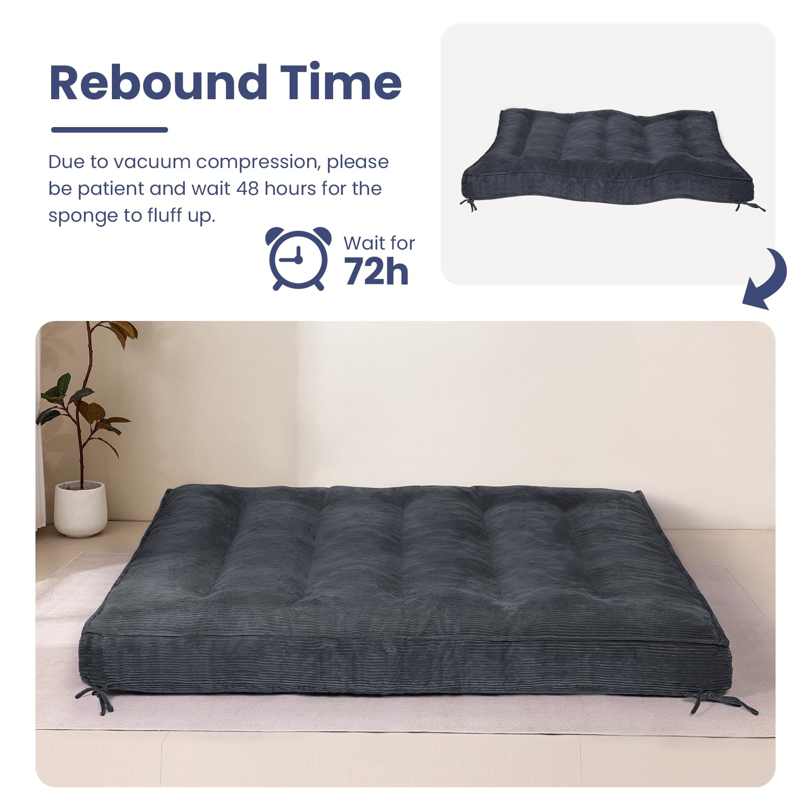 JUIKURY 8" Futon Mattress Full Size, Thick Futons Sofa Couch Bed Sleeper Sofa Bed, Floor Mattress for Adults, Roll Up Folding Mattres Shredded Foam Filling, Medium Firm(Frame Not Included)