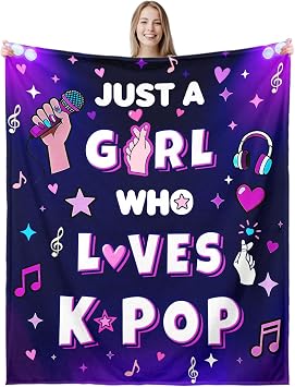 AMBREGRISSUN Kpop Blanket Gifts for Women Girl, Kpop Merch, Korean Drama Gifts for Women Friends, Korean Pop Stuff for Teen Girl, K Drama Stuff, Christmas Blanket Korean K Pop Lovers Throw 60x50in