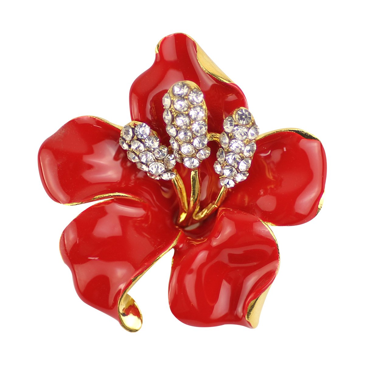 MerdiaBrooch Pin for Women Flowers Brooch with Created Crystal | Elegant Brooches and Pins for women | Pearl Brooches for women with Flower Pins | Designer Brooch Collar Pins for women, Purple/White/Red, 29.8g