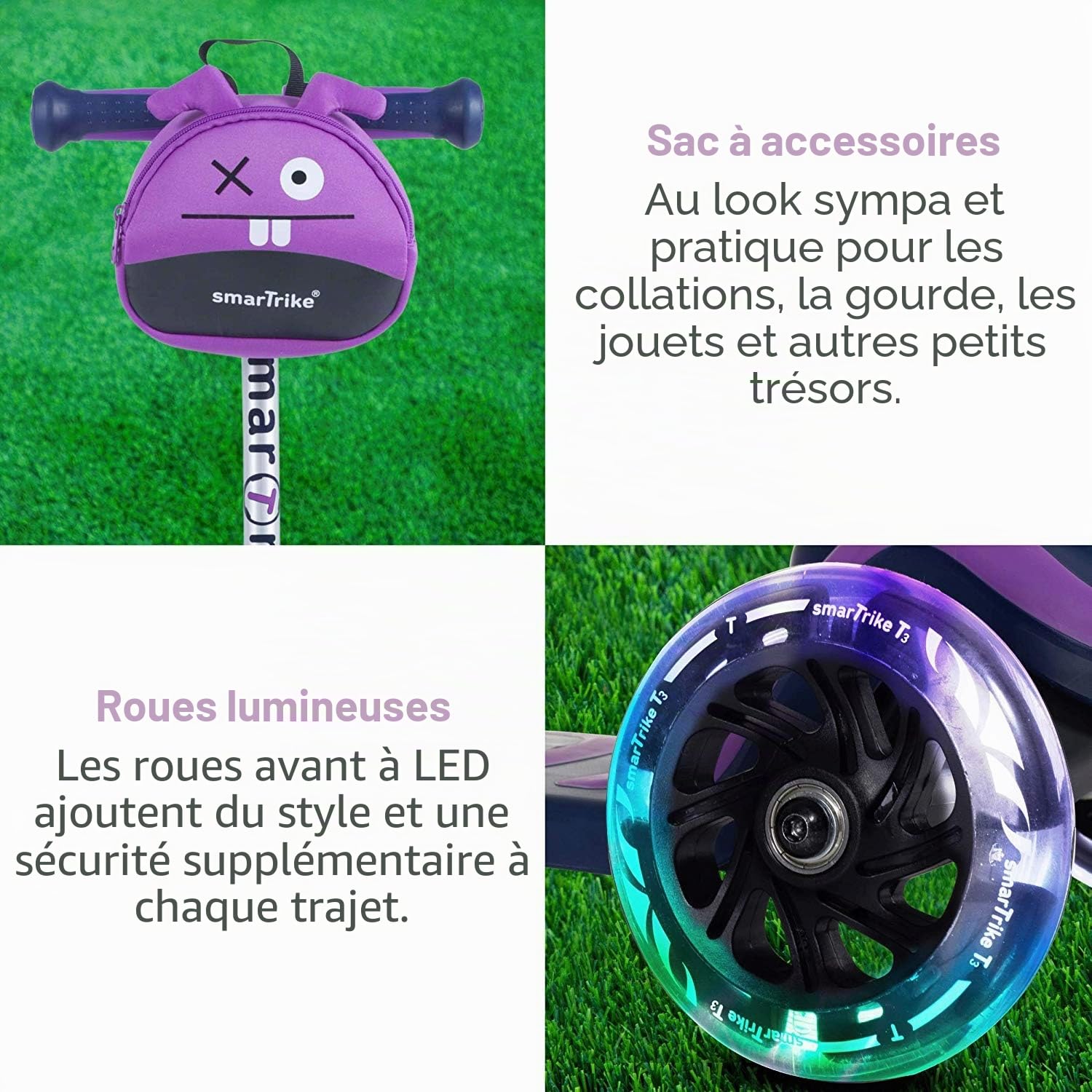 smarTrike Scooter by T3 Enfants Sac avec Roues et Lumineux LED Snack Scooter Roller Enfant de Scooter M
