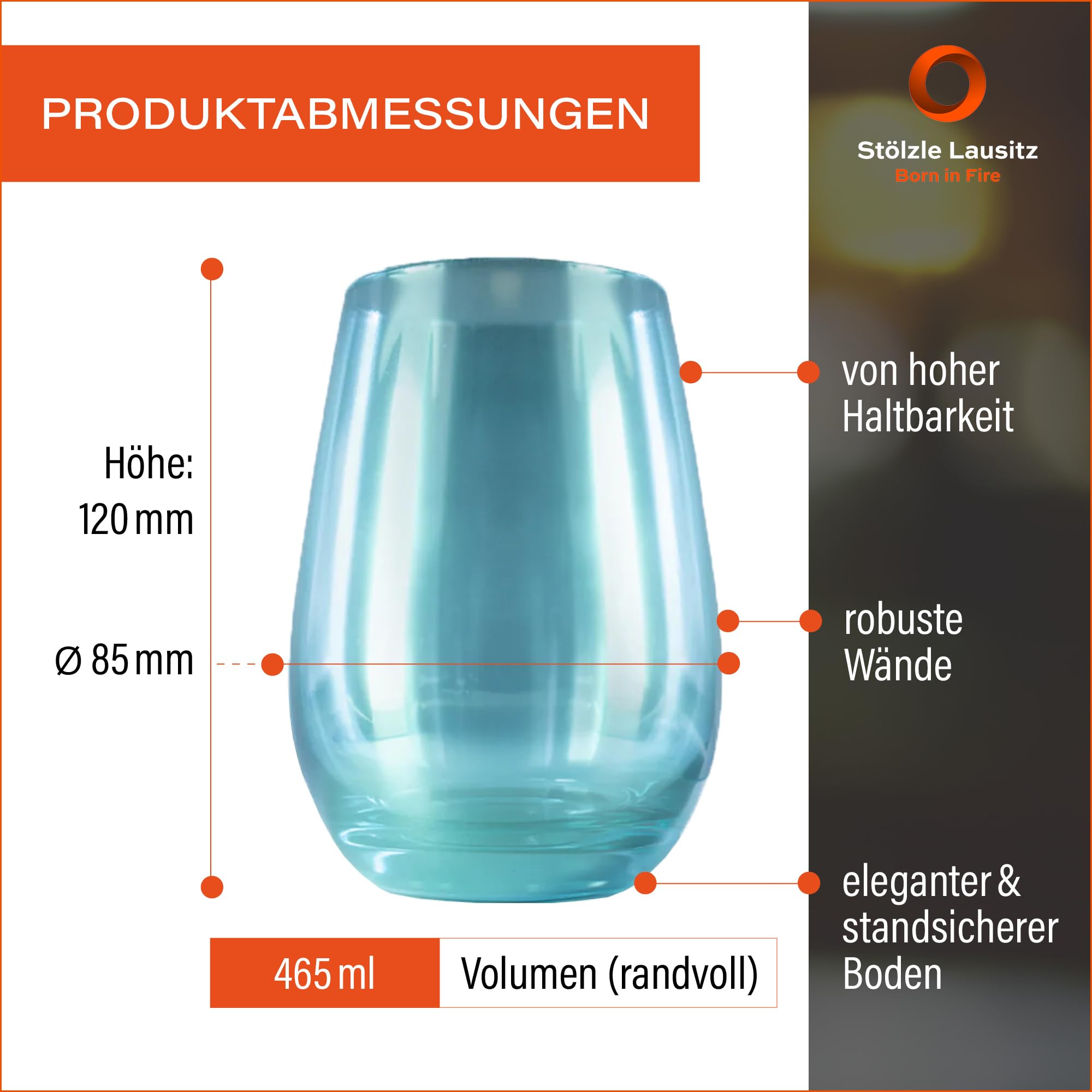 Stölzle Lausitz Vasos Longdrink Mirror Turquesa Set de 6 – 465 ml Vasos Altos de Cristal para Agua Zumo y Cócteles – Diseño Espejado Moderno – Sin Plomo – Resistentes – Aptos para Lavavajillas