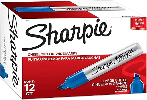 Sharpie Marcador permanente de tamaño King, punta de cincel, tinta azul, docena (SAN15003)