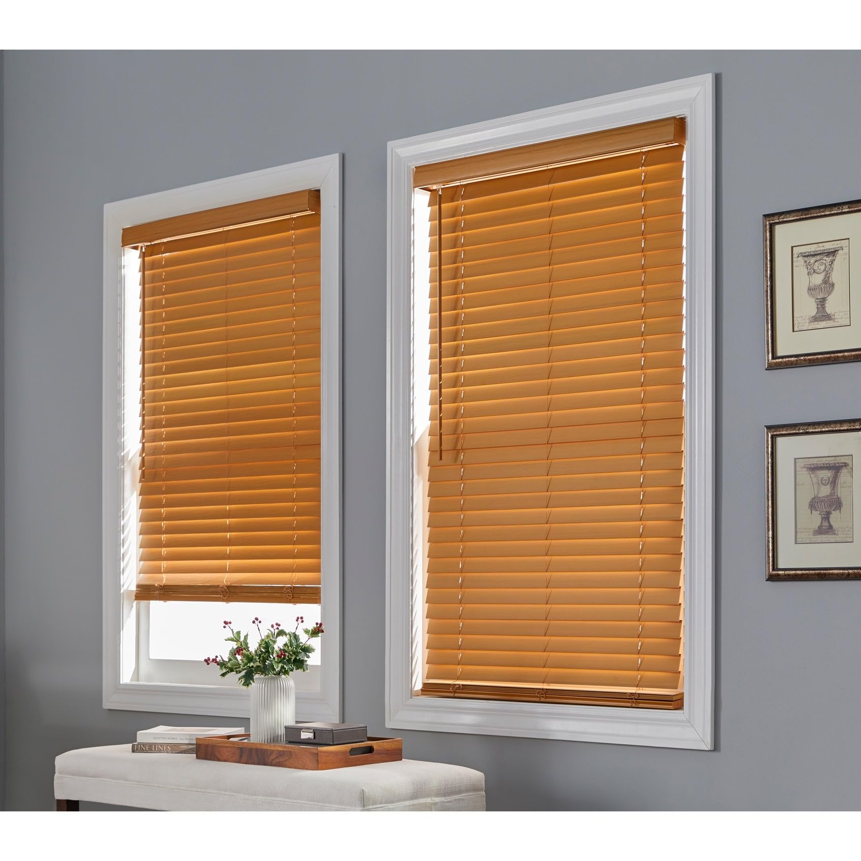 BrylaneHome 2 Inch Faux Wood Cordless Blinds