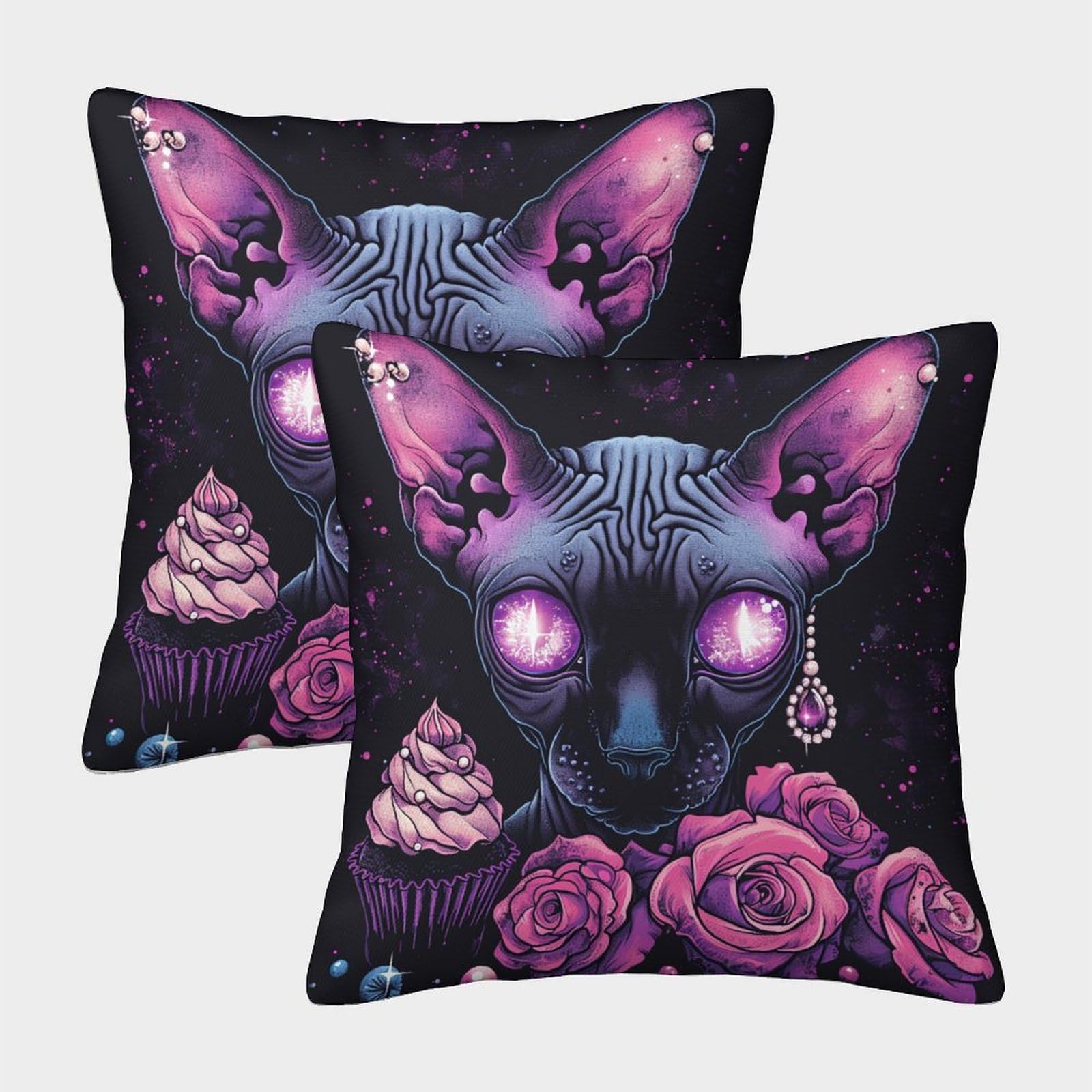 Tnfhsoft Sphinx Cat-1 Sphinx Cat Cushion Cover 2 Pack Decorative Machine Washable Pillowcases Square Cushions With Invisible Zipper Cushion Covers For Outdoor Home Bed Decor Throw Pillow Cases 40X40cm