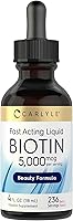 Vista 1 de Carlyle Biotin - Gotas líquidas de 5000mcg 4 onzas líquidas para mujeres y hombres Sabor a bayas Fórmula de belleza Suplemento