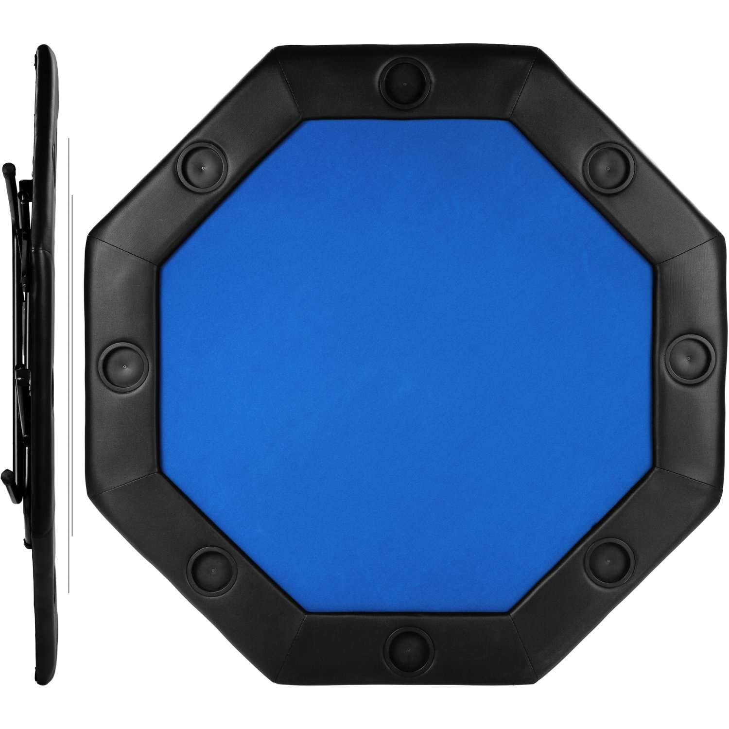 GAMES PLANET Faltbarer Pokertisch Flush 120x120 cm achteckig MDF gepolsterte Armauflage 8 Getränkehalter