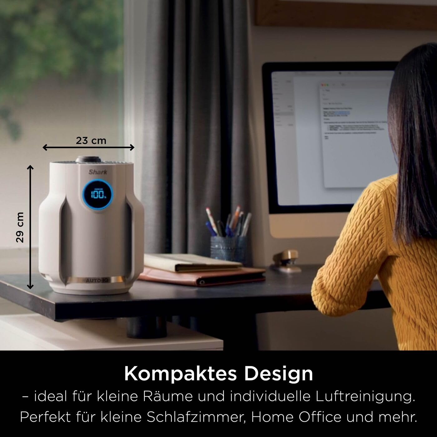 Shark NeverChange Luftreiniger für Allergiker, 23 m² Raumabdeckung, bis zu 5 Jahre, kompakter Luftfilter, HEPA-Filter, fängt 99,97% der Allergene wie Staub ein, leise, LED-Display, Dove HP072EU