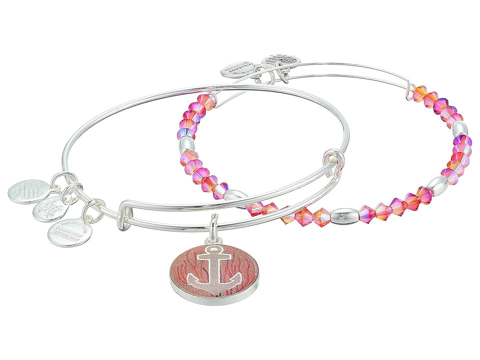 

Alex and Ani Art Infusion, Anchor Set of 2 Bracelet (Shiny Silver) Bracelet, Metallic