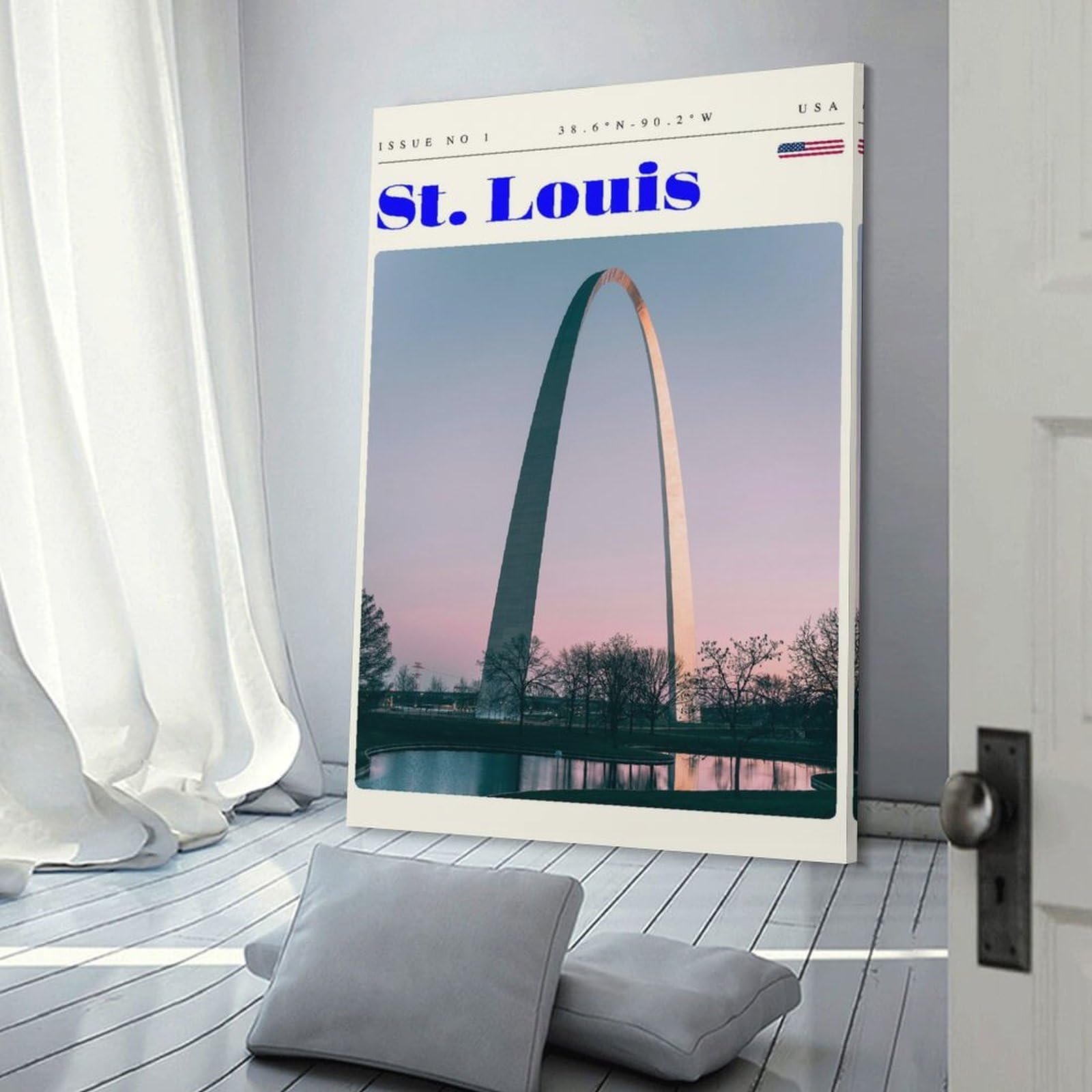 Junmoney St. Louis Missouri Travel Art Canvas Wall Decor, 20x30inch(50x75cm), for Bedroom, Guest Room Or Reading Nook, Canvas Wall Decor for Personal Spaces