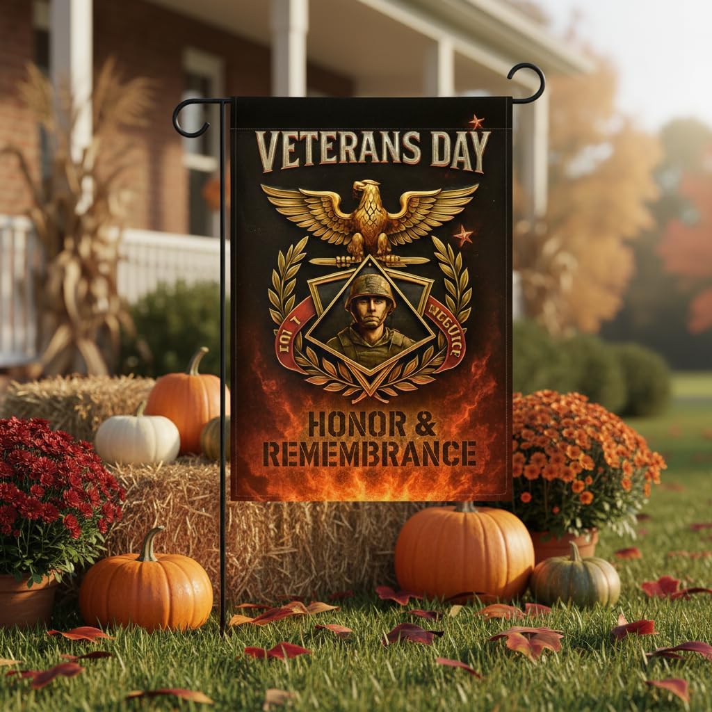 Army Veteran Eagle Soldier Emblem Garden Flag 12x18 In Doublesided Honor Remembrance Weather-Resistant Polyester Banner for Veterans Day Memorial Armed Forces Patriot Service - Image 4