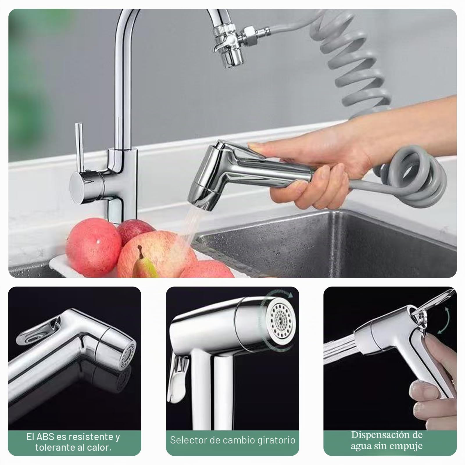 Bidet Handbrause Set, ABS-Kunststoff Baby-Stoffwindel-Ssprühset mit Wasserhahn-Spender, Doppelstrahl-Modus Düse,Federschläuch, Wandhalterung