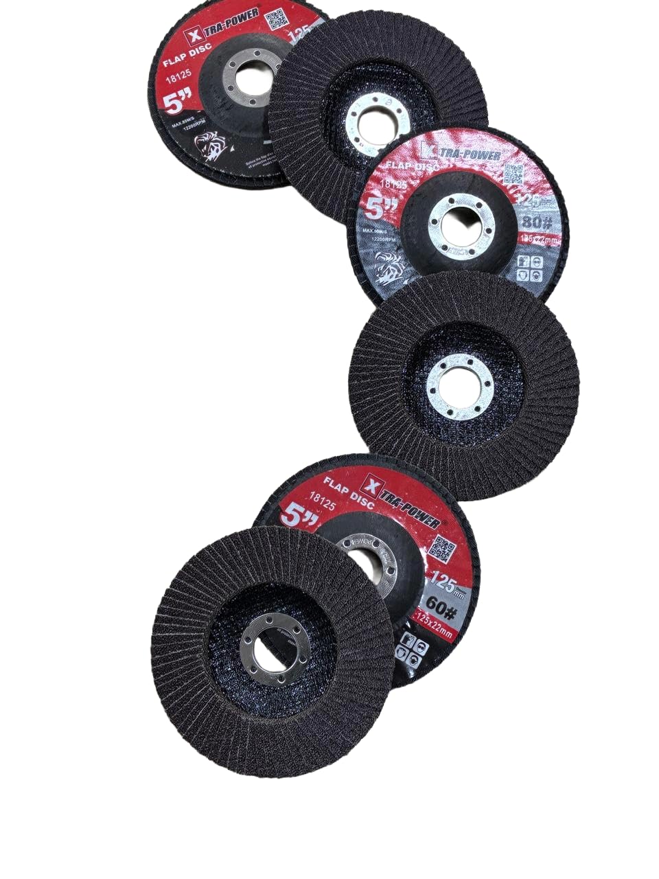 Flap disc grit- 5" 60 pack of 3 with grit- 80 pack of 3 for grinding in steel,metal excluisve pack of 6-picture-25