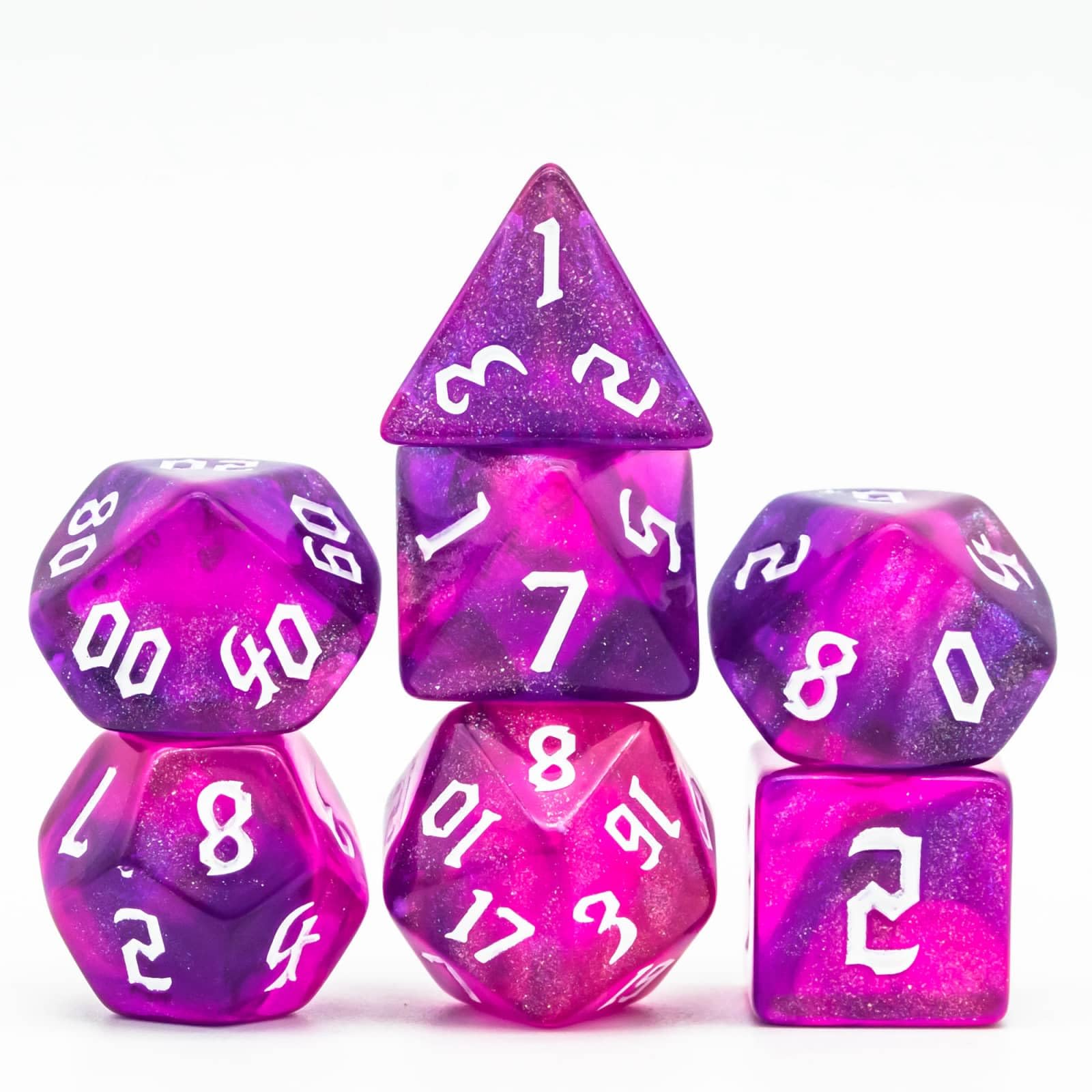Cusdie 7Pcs/Set DND Dice Set D&D Polyhedral Dice for Dungeons and Dragons TTRPG Role Playing Dice Games RPGs (Purple Red with Sickle Font)
