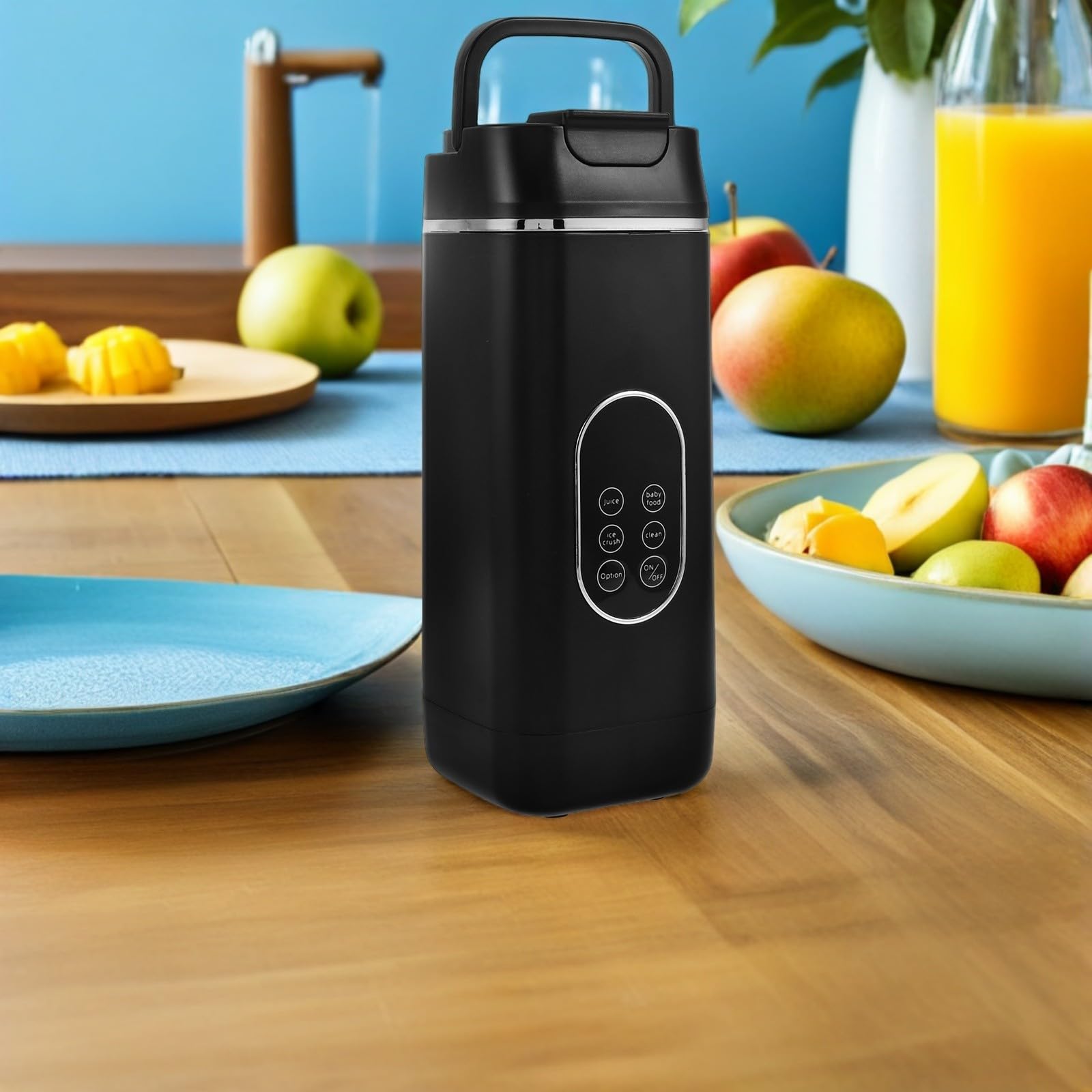 Hemobllo Frullatore Portatile per Smoothie da 420ml con 12 Lame, Ricaricabile Usb, in Plastica Nera, per Viaggi e Uso Domestico