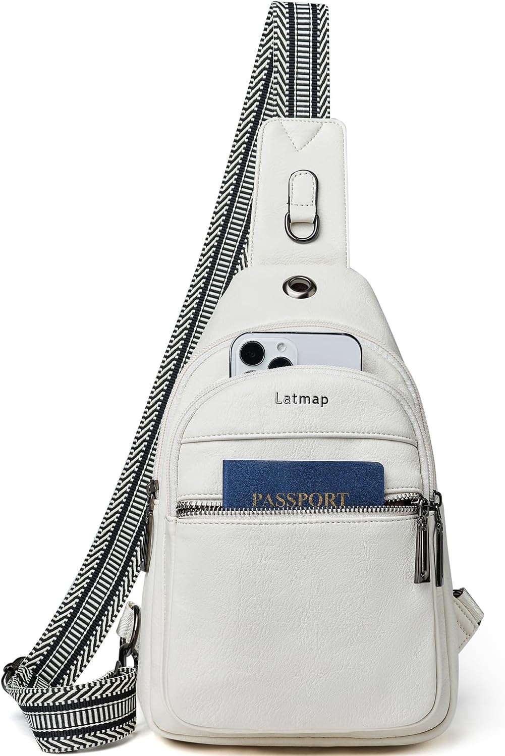 LATMAP Sling Bag For Women Faux Leather Small Casual Daypack Backpack Fanny Pack Crossbody Chest Bags Purse