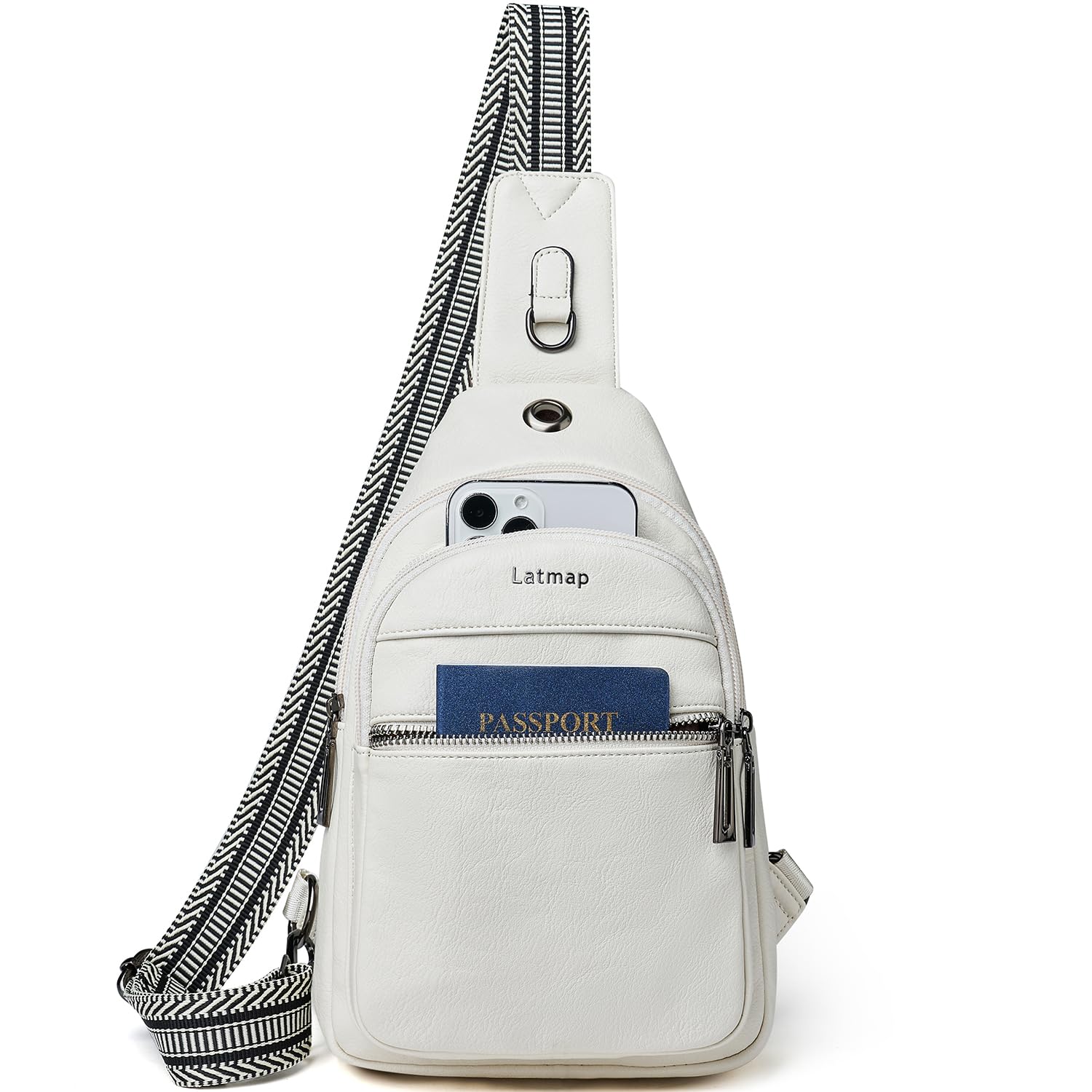 LATMAP Sling Bag For Women Faux Leather Small Casual Daypack Backpack Fanny Pack Crossbody Chest Bags Purse