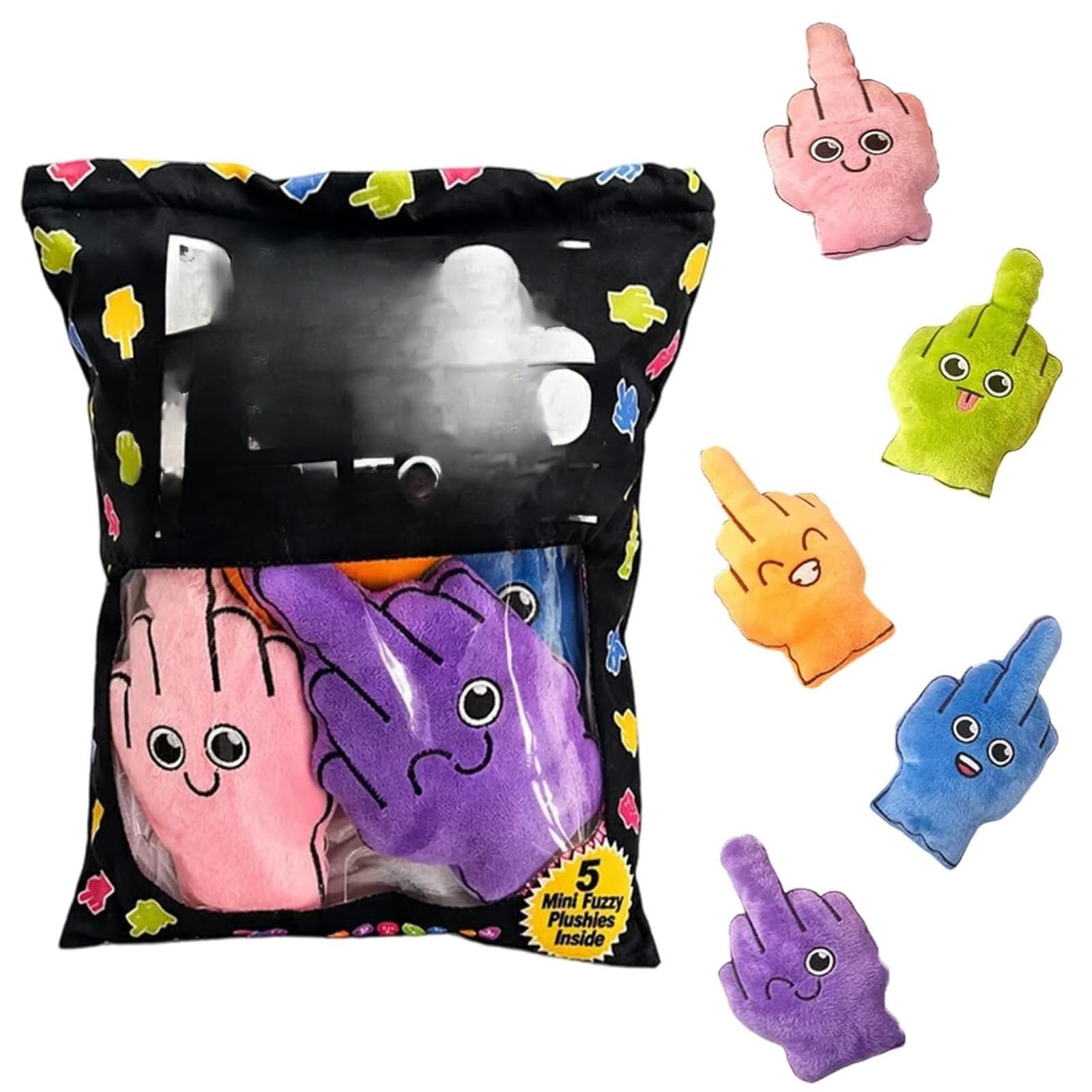Set di cuscini imperdibili un set di cuscini decorativi morbidi e divertenti composto da 5 cuscini in peluche a forma di dito medio caratterizzati da fantasiosi motivi astratti