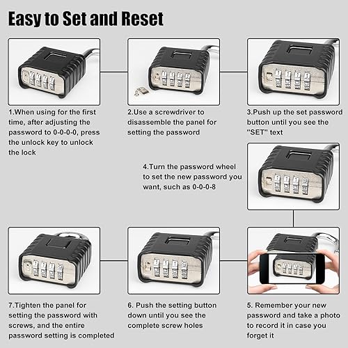 Miniatura 6 de Diyife Candado de combinación resistente, candado grande para exteriores desbloqueo de un toque de alta seguridad resistente a la intemperie, diseño