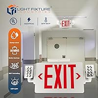 Vista 9 de LFI Lights Thin COMBO UL 924 Listed, LED rojo, señal de salida con luces de emergencia, blanco, 120-277 VCA cableada con batería de respaldo, doble