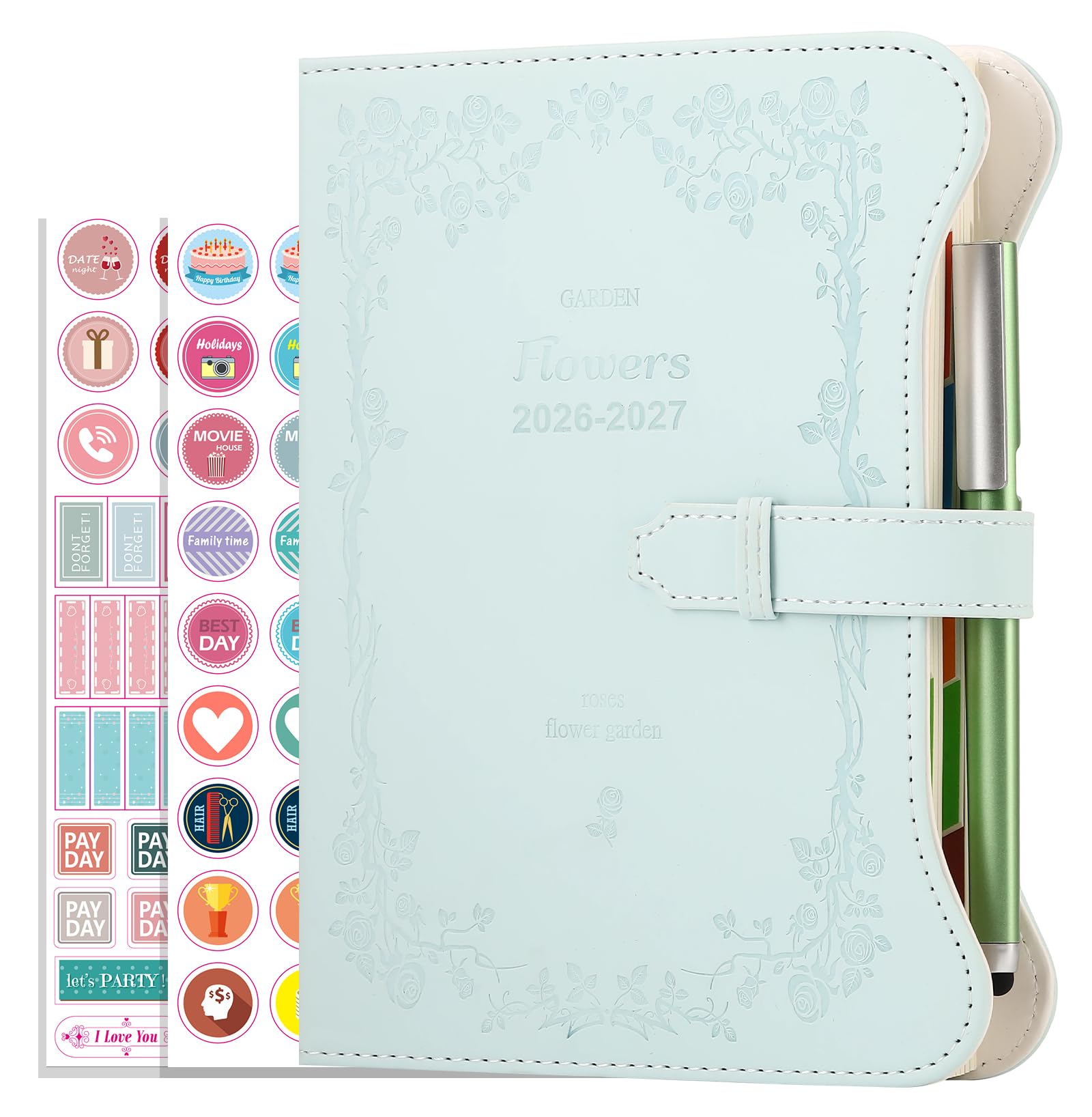 Academic Diary 2026-2027 A5 Day per Page,13 Month Daily Planner from Aug 2026 to Aug 2027,Organizer Notebook,2026-2027 Diary A5 Page a Day with Pen,Sticker (Blue)
