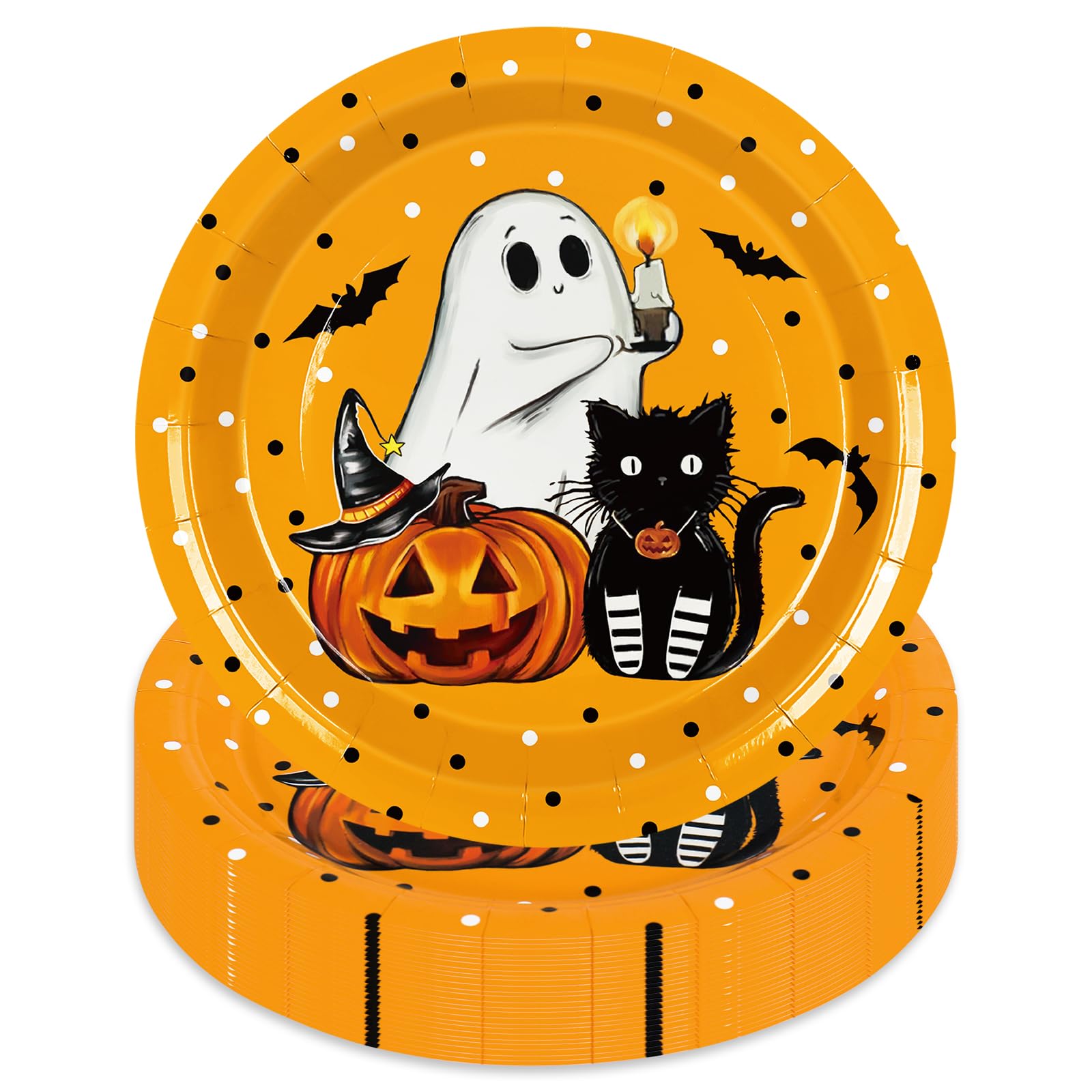 Assiettes en carton jetables Halloween 22,9 cm pour dessert rondes