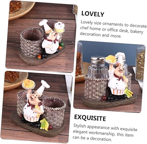 Miniatura 5 de Chef - Soporte para ornamento de resina para sal y pimienta, 2 juegos de decoración de cocina moderna para manualidades