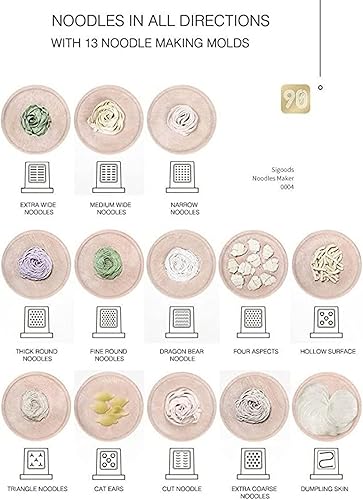 Miniatura 6 de Máquina de elaboración de pasta eléctrica de 260 W, máquina laminadora de fideos totalmente automática para crear tu propia deliciosa pasta fresca,