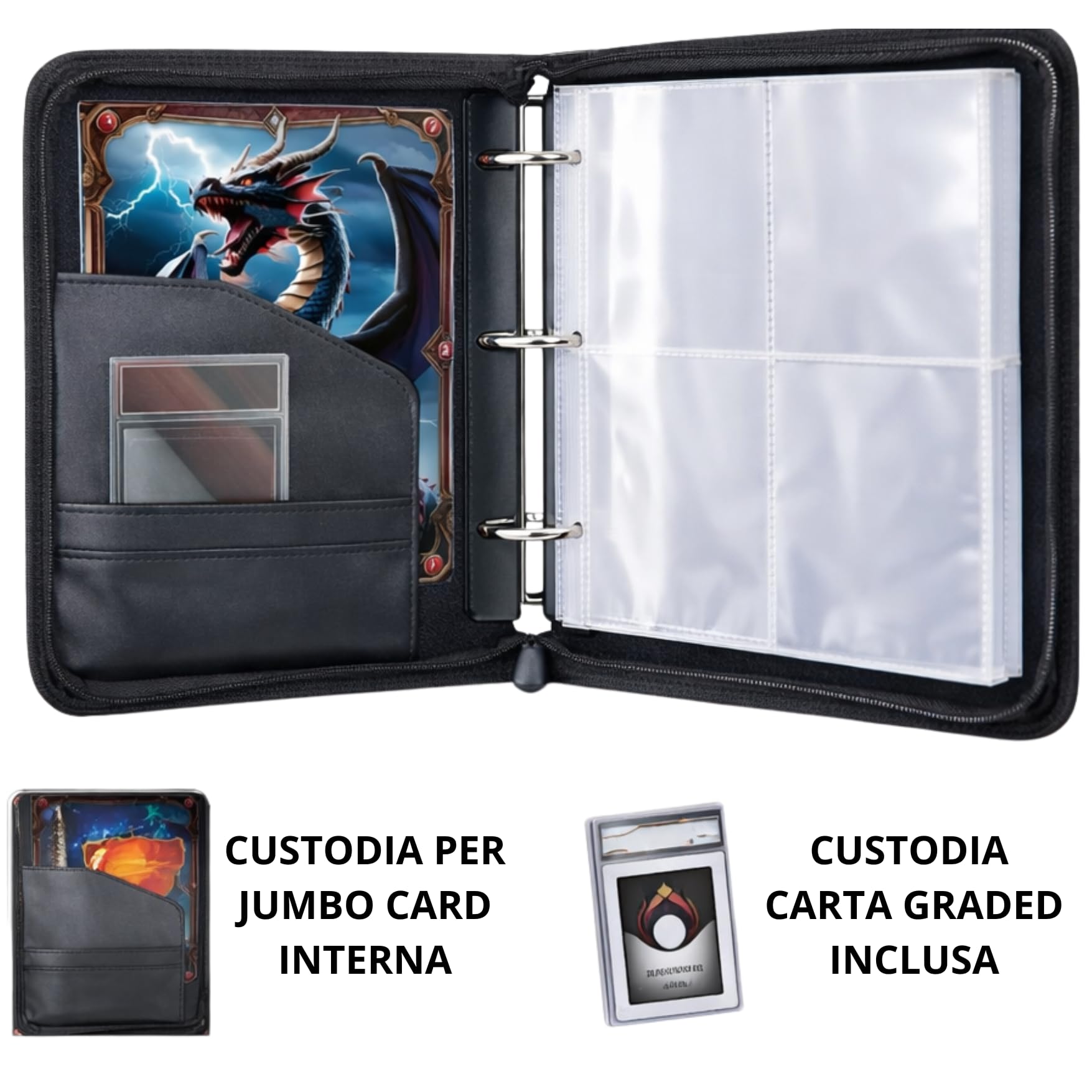 Raccoglitore Per Carte Collezionabili – 80 Tasche Con 40 Buste Rimovibili – Album Portatile Con Cerniera – Orso - 2