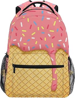 Ice Cream School Backpack Large Bookbags with Name Tag for Students Girls Boys Teen Women Men,Laptop Shoulder Bag Casual Travel Hiking Camping Sports 16 Inch Daypack
