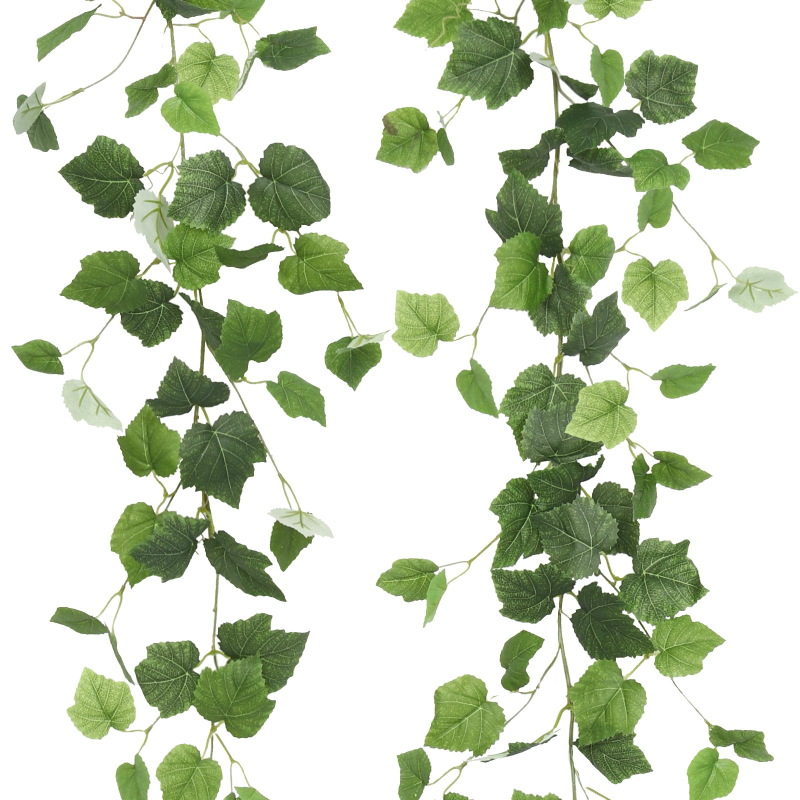 RECUTMS 2Pcs Artificial Grape Leaves Ivy Vine 5.9Ft Silk Green Leaf Garland