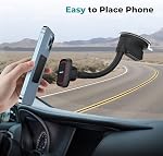 APPS2Car Magnetic Phone Holder Car Dashboard Windshield Car Phone Holder Mount with Flexible Arm & Built-in Strong Magnets, Suction Cup Phone Holder for Car Compatible with All Smartphones