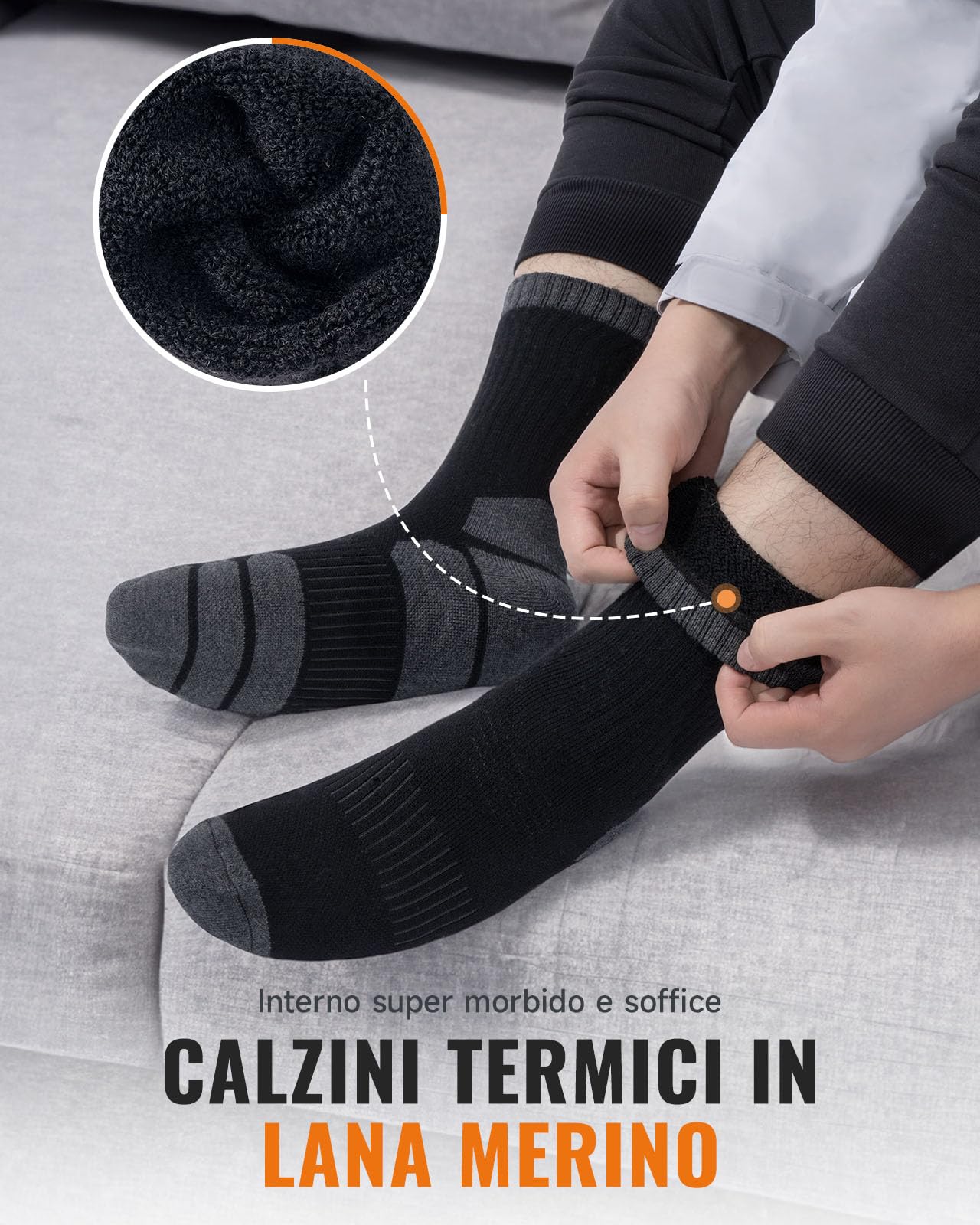 Alaplus Calzini Trekking in Lana Merino, Caldi Calzini Cotone Calze per Donna Uomo,Sportivi Calze Anti Vesciche per Escursionismo Trail, 3 paia
