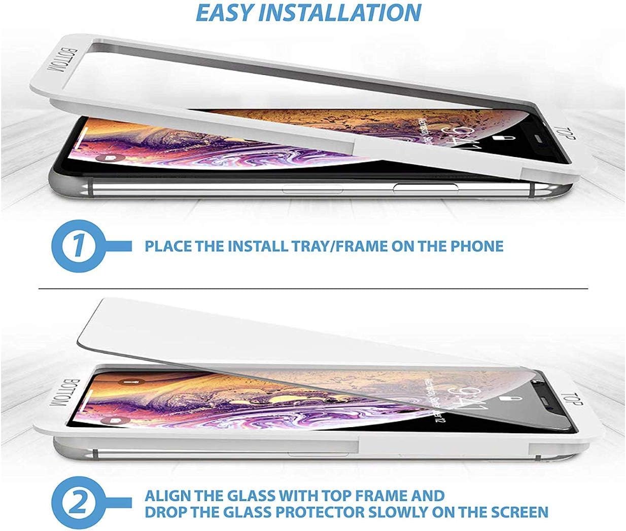 [4 Pack] Screen Protector for iPhone X, XS, 11 Pro, Beam Electronics Tempered Glass - 99% Touch Accurate with Easy Installation Tray and Accessories