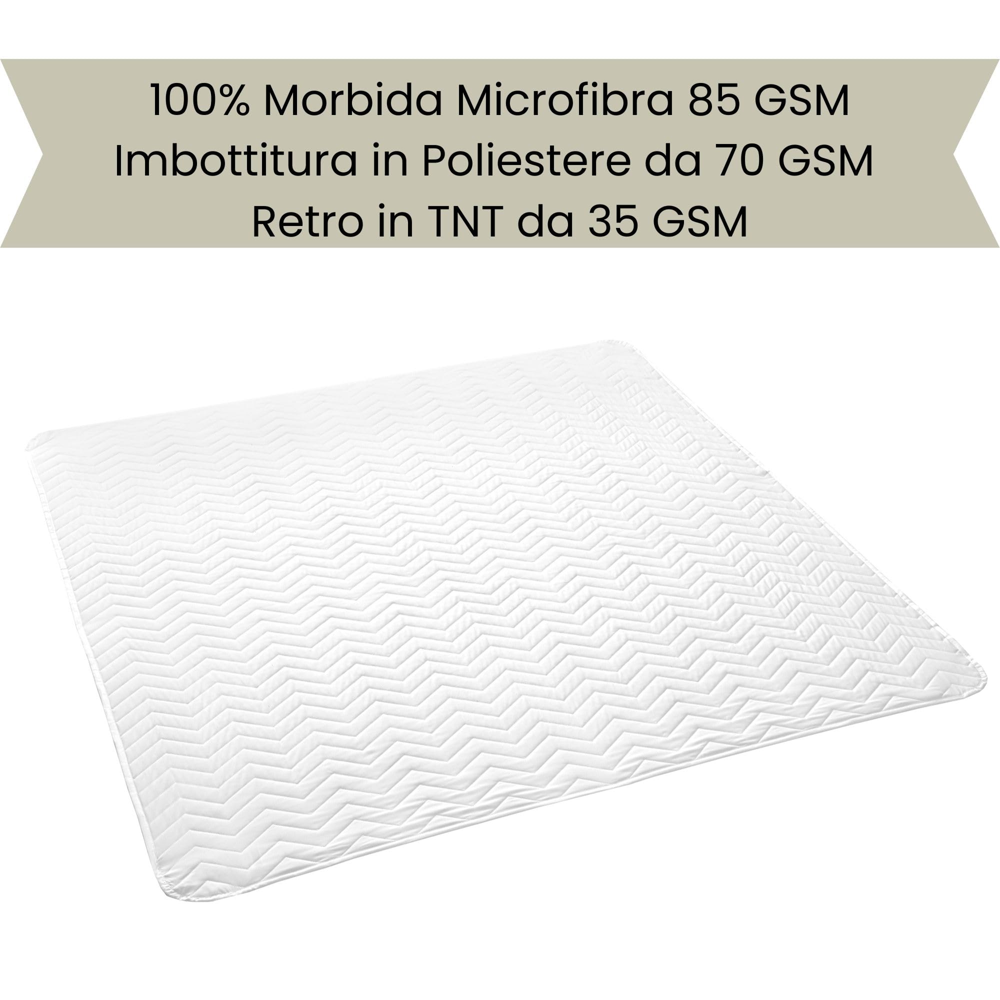 Coprirete Trapuntato Matrimoniale 165x200 cm - Copri Doghe Imbottito Antiacaro - Protezione Letto con Fasce Angolari - Trapuntatura Zig Zag in Microfibra