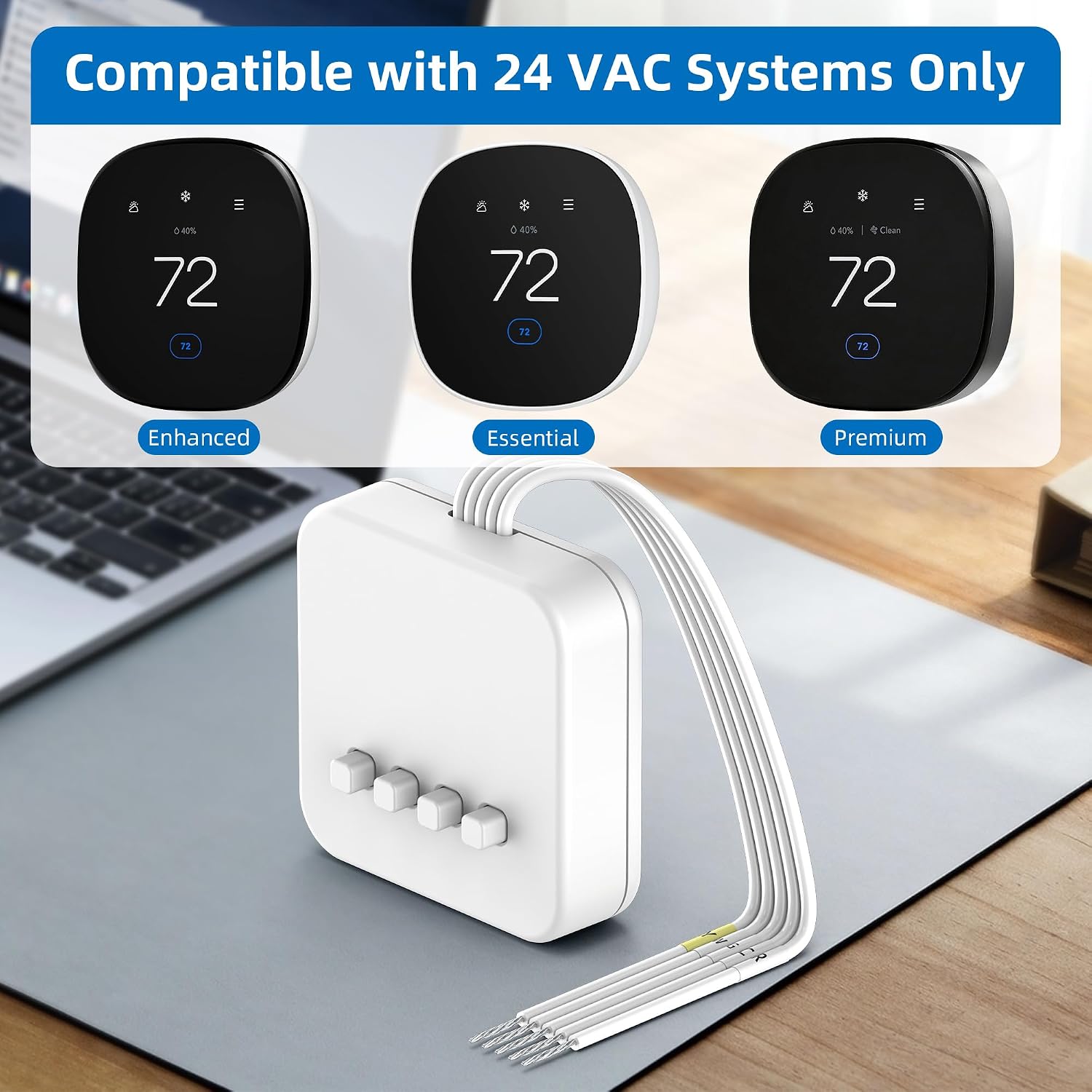 Power Extender Kit C-Wire Adapter for ecobee Essential, Enhanced, Premium | Smart Thermostat PEK for ecobee3 Lite Edition, Smart Thermostats with Voice Control Accessories