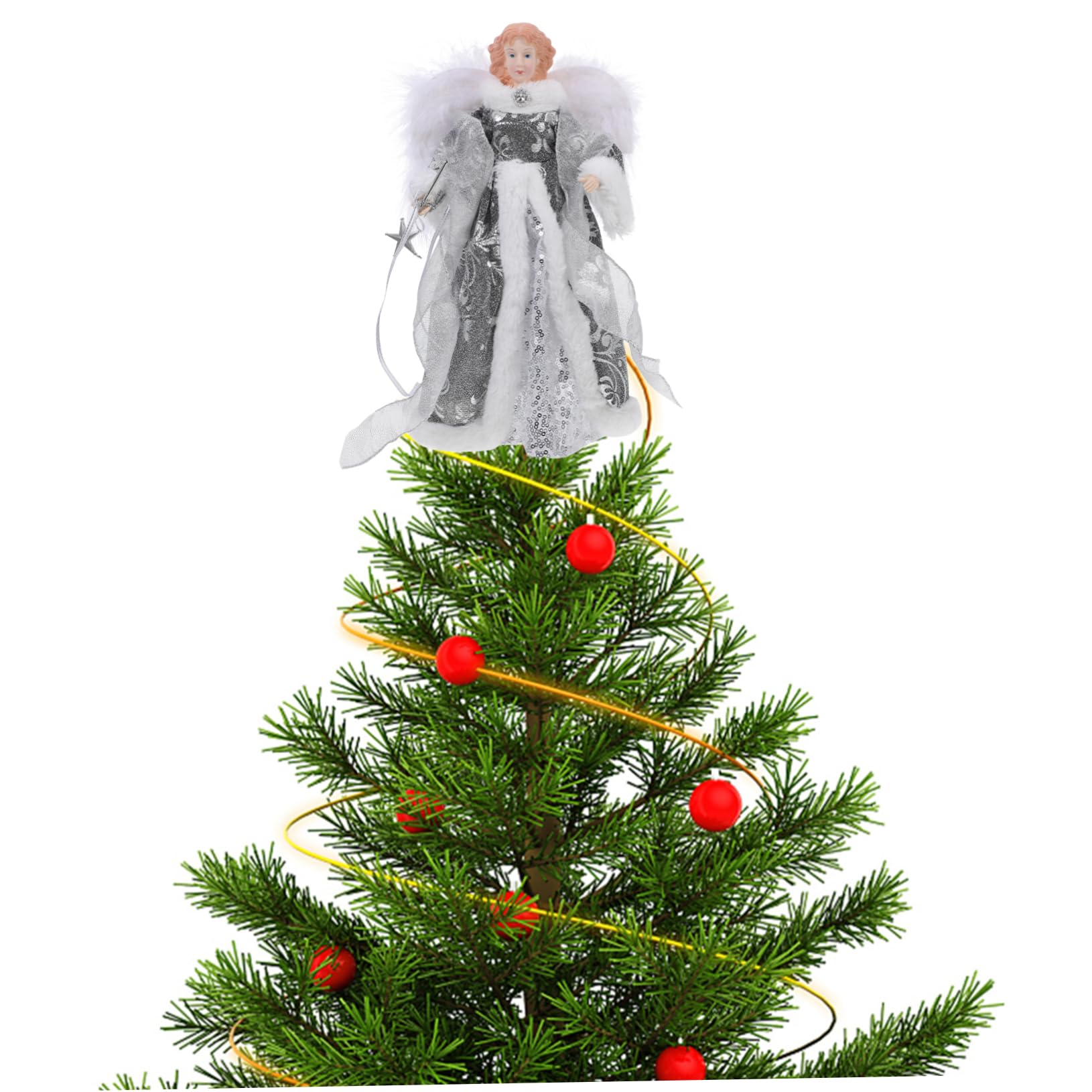 Ciieeo Engel für Weihnachtsbaum Weihnachtsskulptur Engelsfigur Engelsdeko für Baumspitze Kleine Heimdekoration Tischdeko Weihnachtsstatue für Kamin