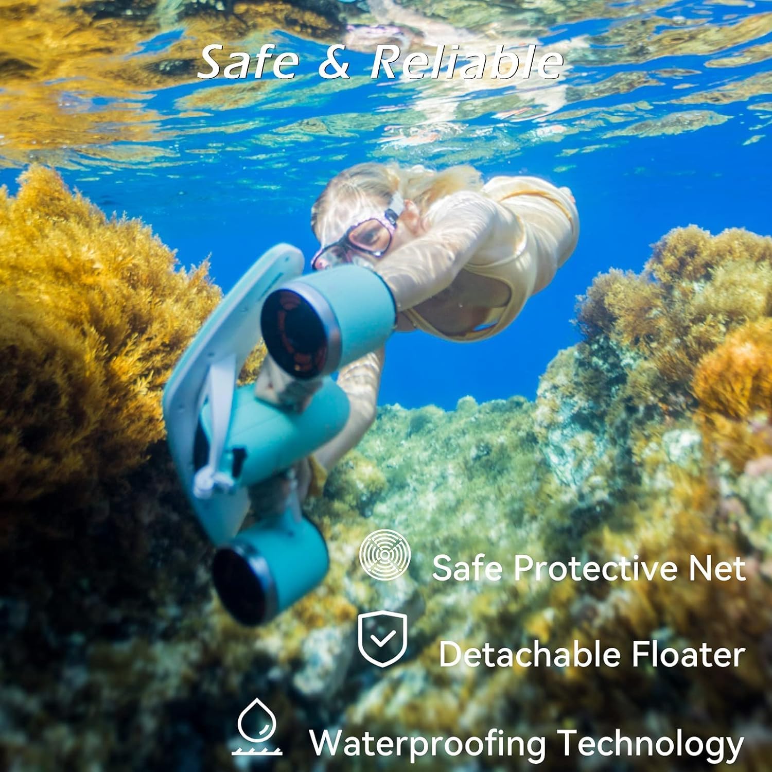 sublue Patinete submarino mixto con soporte para cámara de acción de 30 minutos, 40 m, impermeable, motores duales, deportes acuáticos, piscina, buceo, esnórquel, patinete acuático para niños y