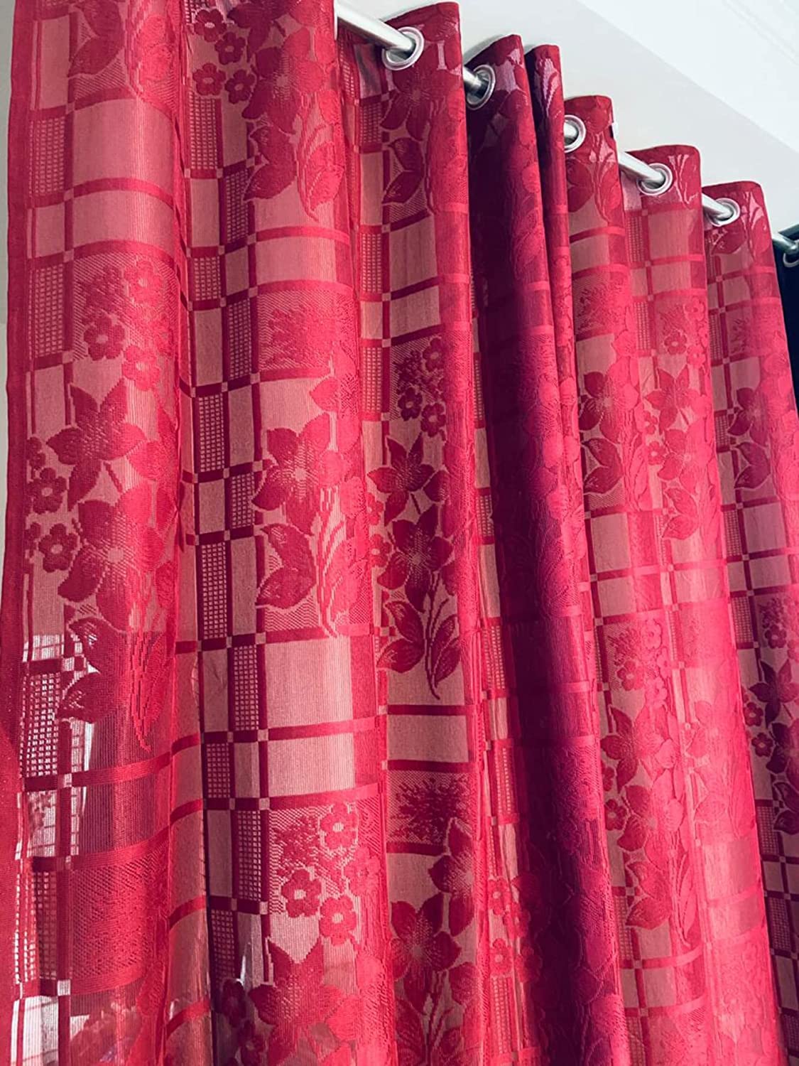 Honger Polyester Beautiful Floral Design Heavy Tissue Net Pack Of 2 Pecs Eyelets Curtains For Maroon Floral || 5 Feet Window Curtains (B0BM5Y1FZW) Amazon Price History, Amazon Price Tracker